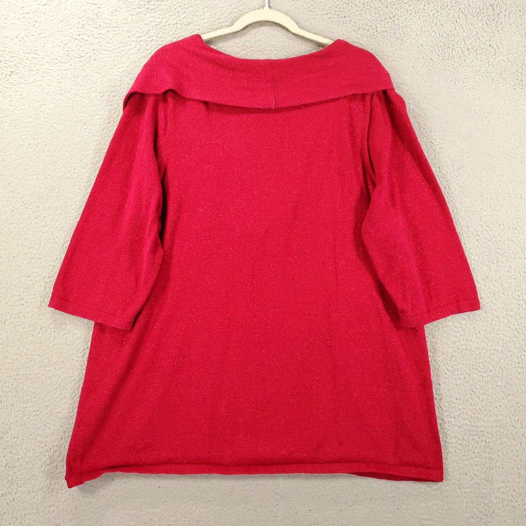 Vintage Catherines Sweater Shirt Womens 2X Dark Pink Cowl Draped Neck Tunic 3/4 Sleeve Knit Lightweight Stretch Size XXL / US 16-18 / IT 52-54 - 7 Thumbnail