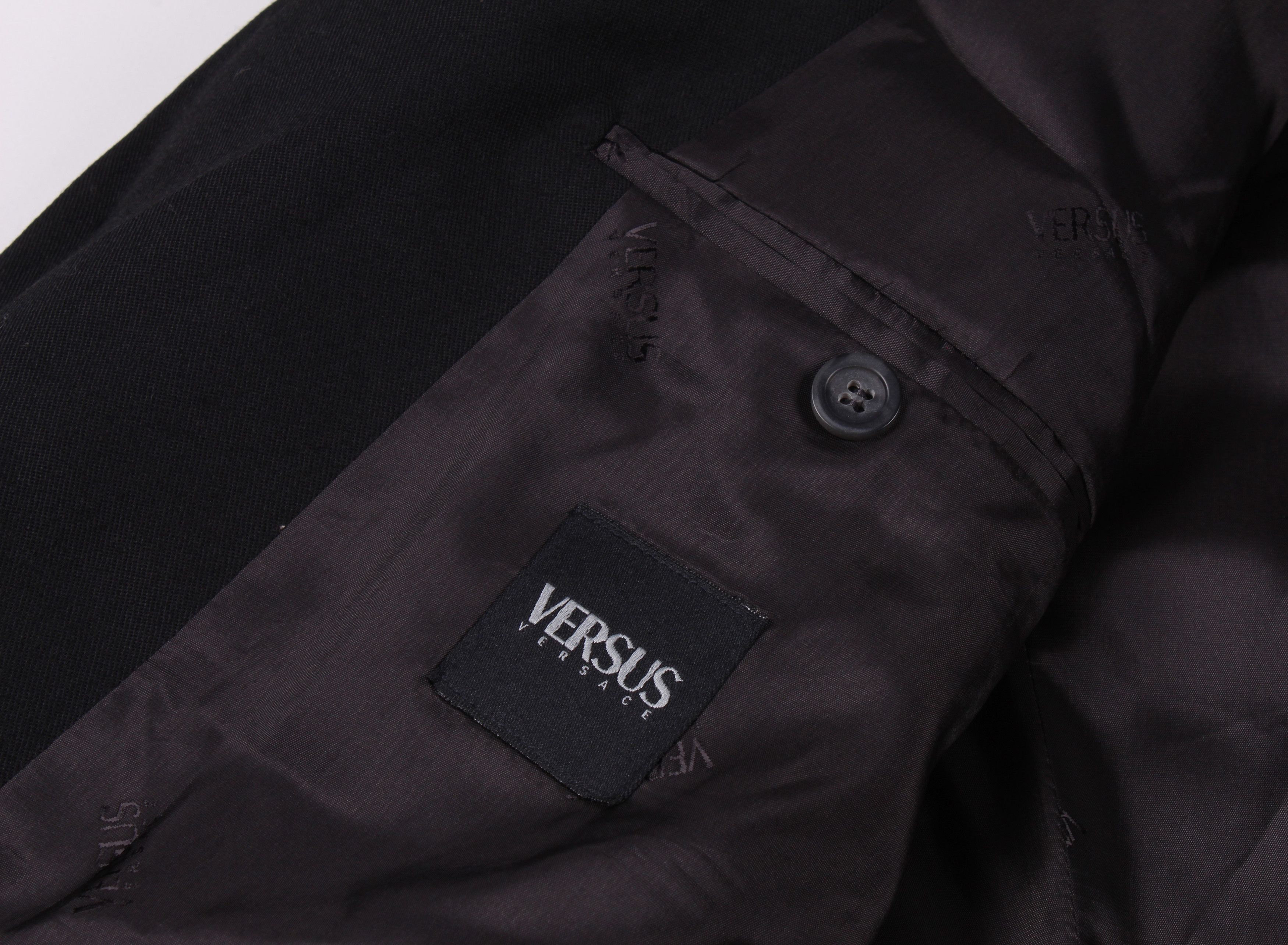 Versace × Versus Versace Vintage Versus Gianni Versace 3 Button Black Wool Blazer Size 52R - 7 Thumbnail