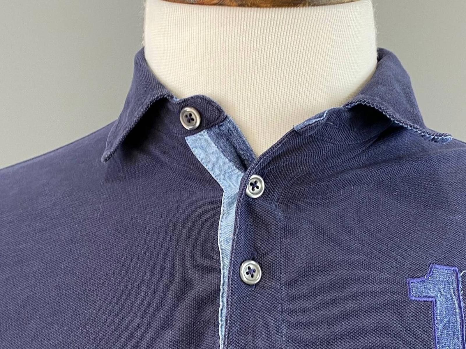 Designer Hackett London Blue #1 Elbow Patches Polo Shirt Size XS Size US XS / EU 42 / 0 - 4 Thumbnail