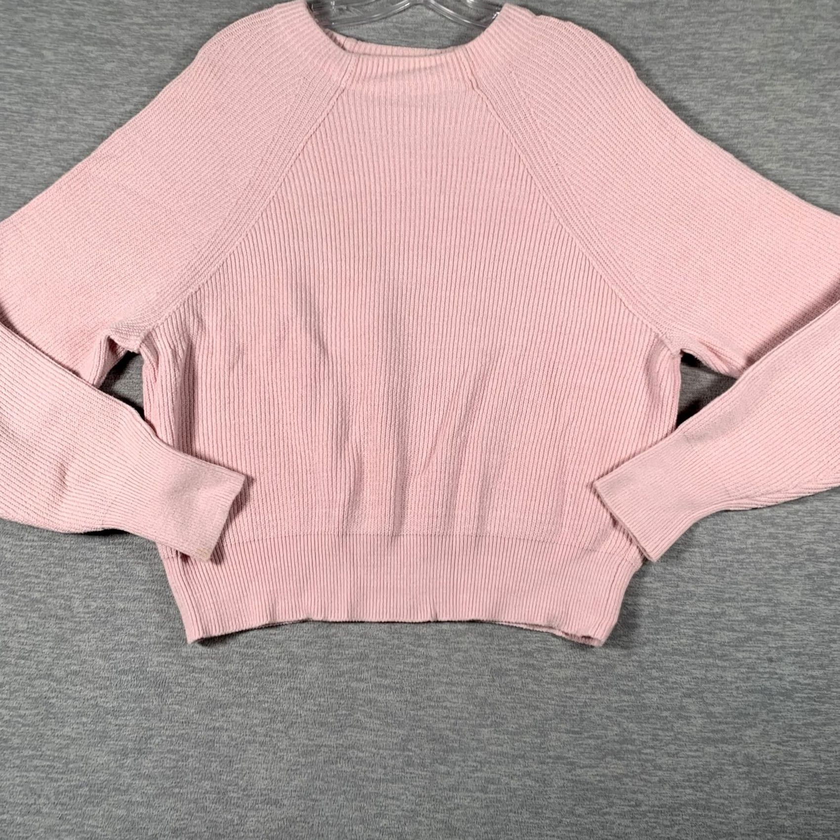 Free People VINTAGE? Free People Sweater Womens M Pink Raglan Crewneck Pullover Knit Ribbed Cotton Blend Solid 90s Casual Womens Size M / US 6-8 / IT 42-44 - 3 Thumbnail