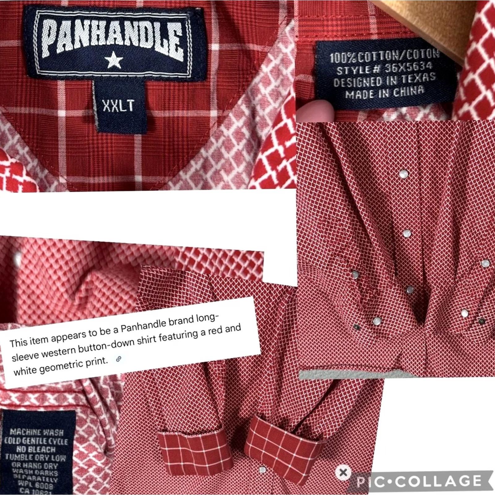 Vintage Panhandle Slim Western Pearl Snap Shirt Mens 2XLT Red Geometric Cowboy Size US XXL / EU 58 / 5 - 3 Thumbnail
