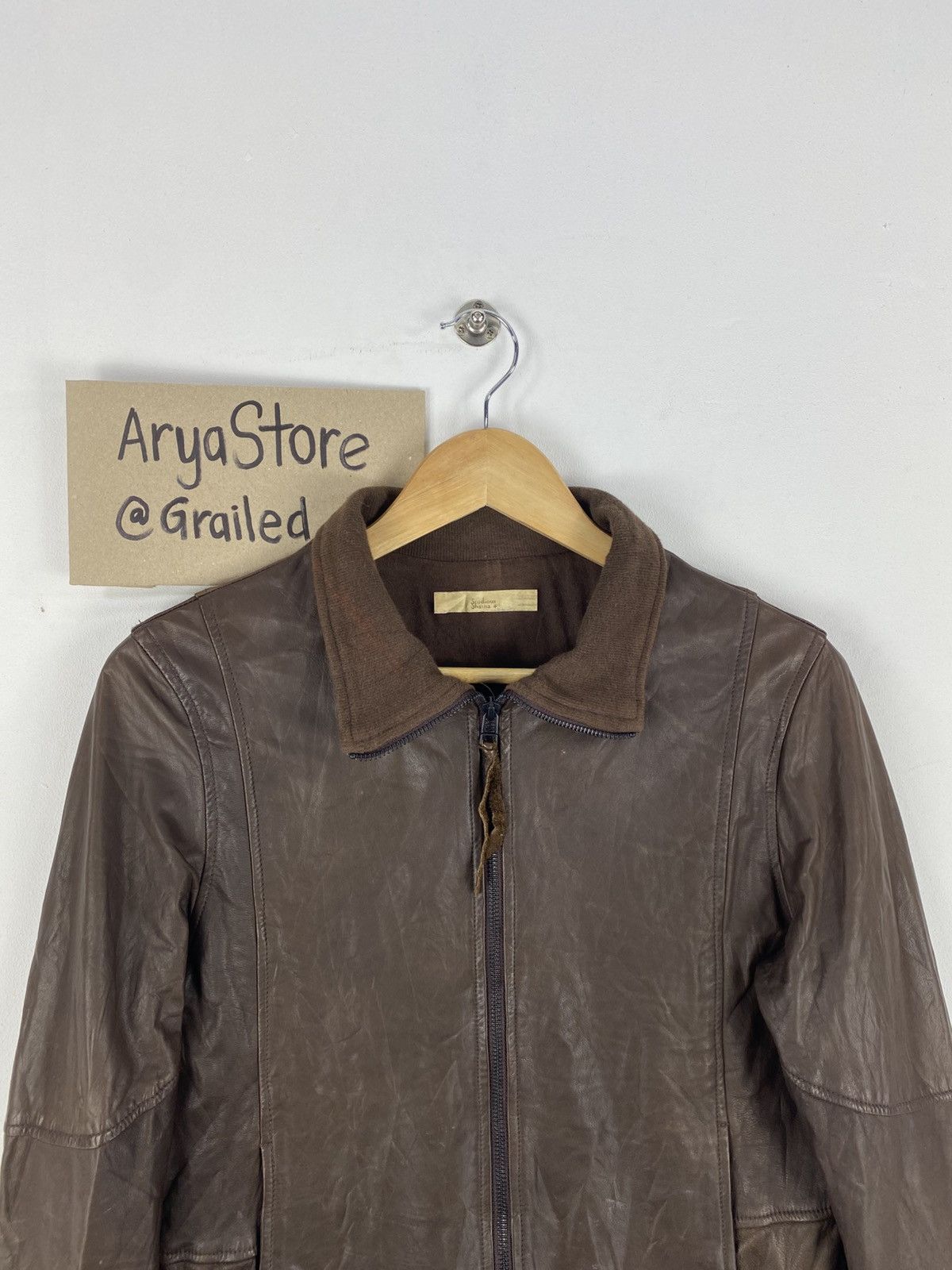 Japanese Brand Vintage 90’s Leather Zipper Jacket by Studious Shama Size US XXS / EU 40 - 7 Thumbnail