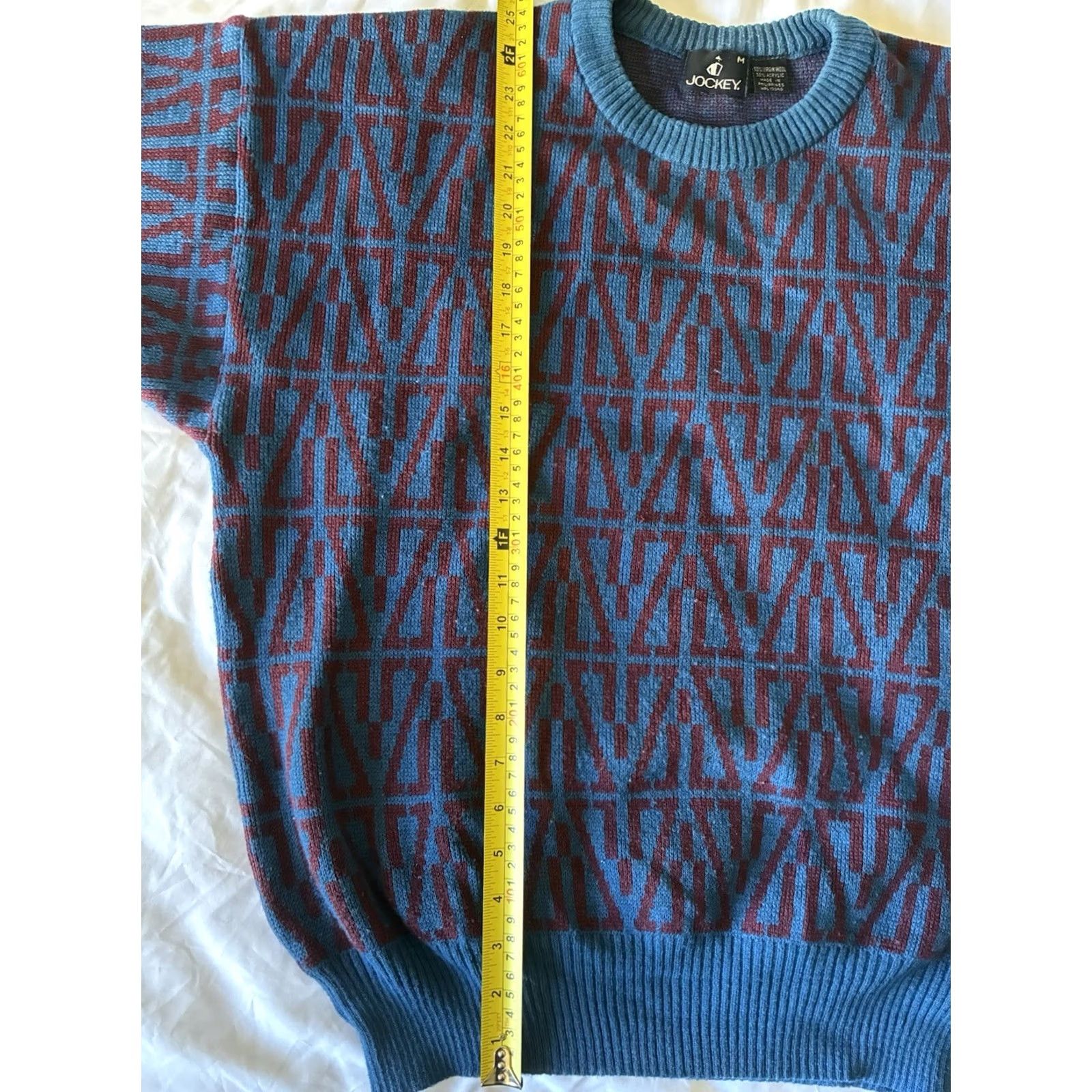 Jockey Jockey Sweater Wool Mens M Long Sleeve Crew Neck Multicolor Geometric Pullover Size US M / EU 48-50 / 2 - 6 Thumbnail