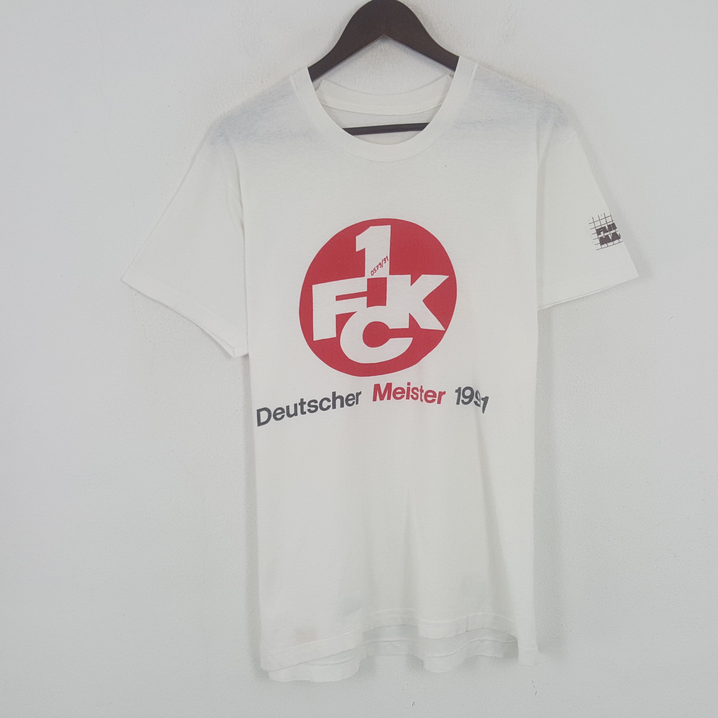 Vintage Vintage Deutscher Meister 1991 Tshirt Size US L / EU 52-54 / 3 - 1 Thumbnail