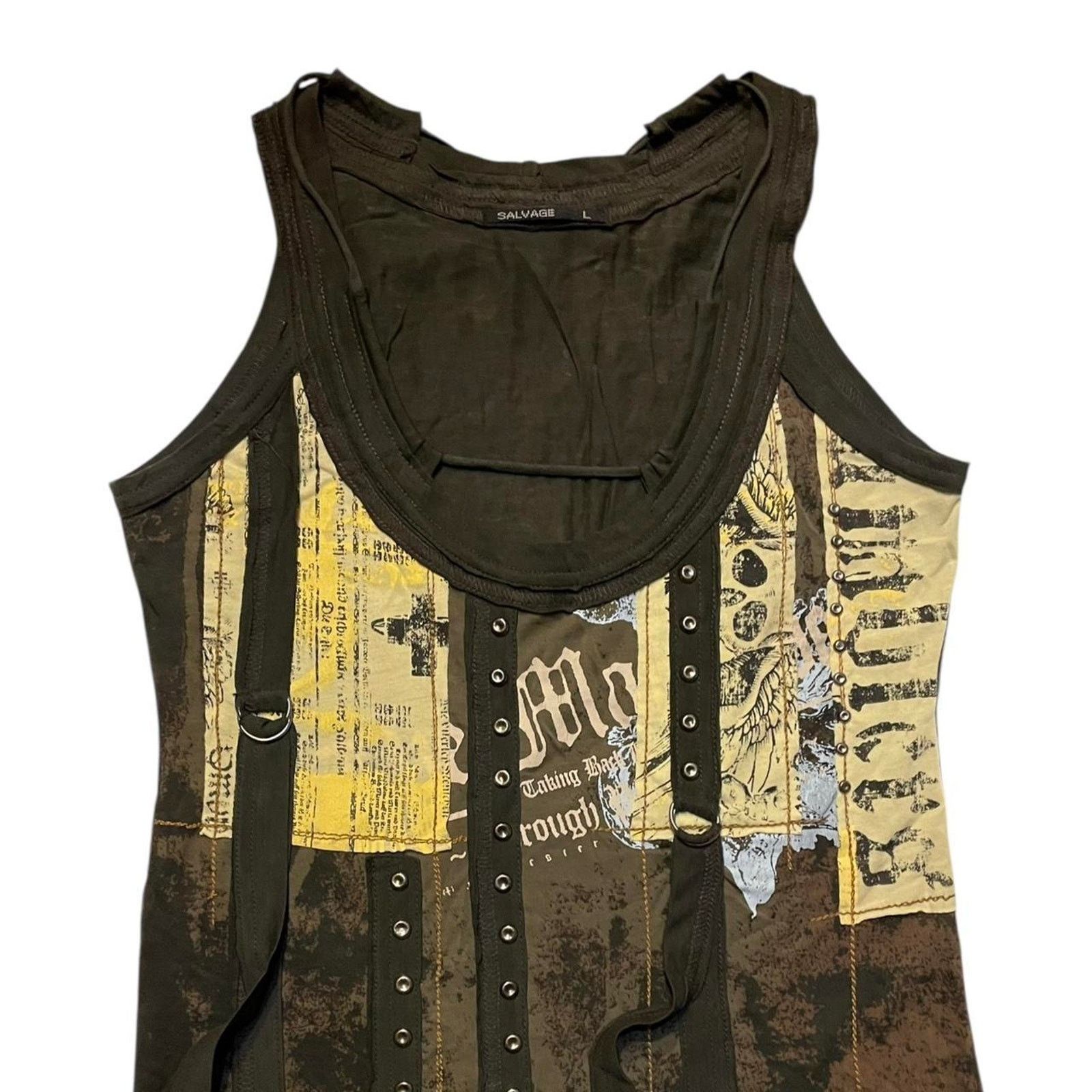 Salvage NWOT Vintage Y2K Salvage grunge punk goth lace-up tank dress Size L / US 10 / IT 46 - 7 Thumbnail