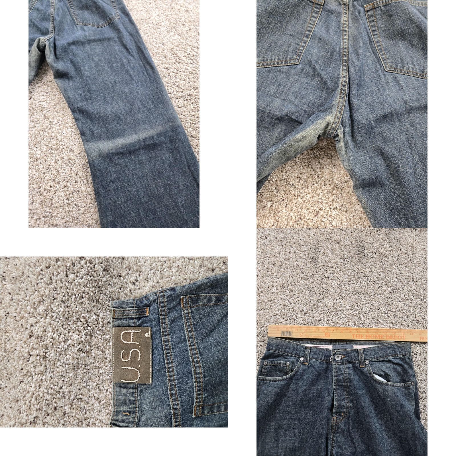 John Varvatos John Varvatos Jeans Mens 36x32 Blue Denim Straight Leg Baggy Fit Medium Wash 5-Pocket Distressed Regular Modern Rock USA Jeans Mens Size US 36 / EU 52 - 8 Thumbnail