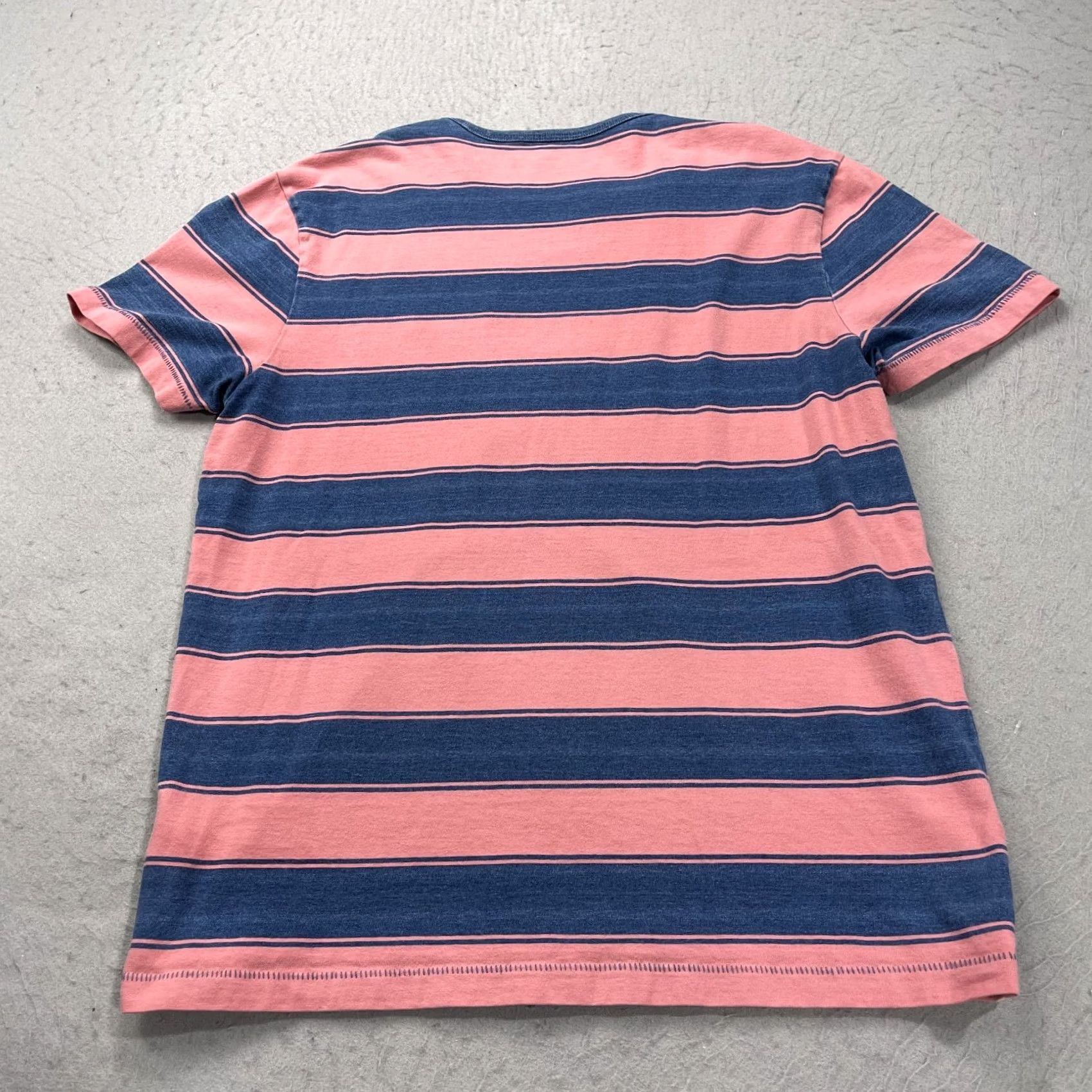 Wallace & Barnes Wallace and Barnes Shirt Mens Medium Pink Blue Indigo Dye Pocket Tee Striped Size US M / EU 48-50 / 2 - 5 Thumbnail