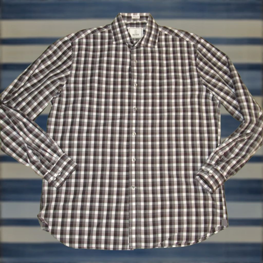 Todd Snyder TODD SNYDER Button Up Shirt Blue Grey Check Long Sleeve 16.5 34/35 Mens Size US XL / EU 56 / 4 - 1 Thumbnail
