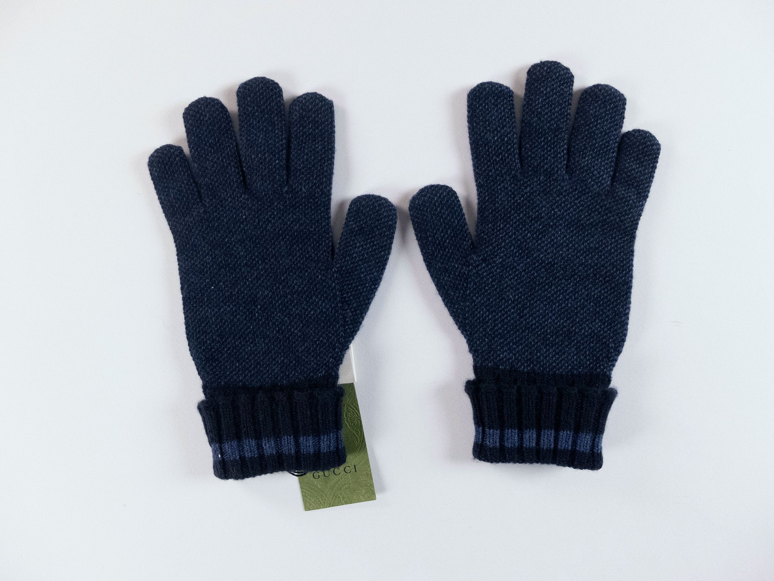 Gucci GUCCI blue GG logo knit cashmere gloves Medium q Size ONE SIZE - 4 Thumbnail
