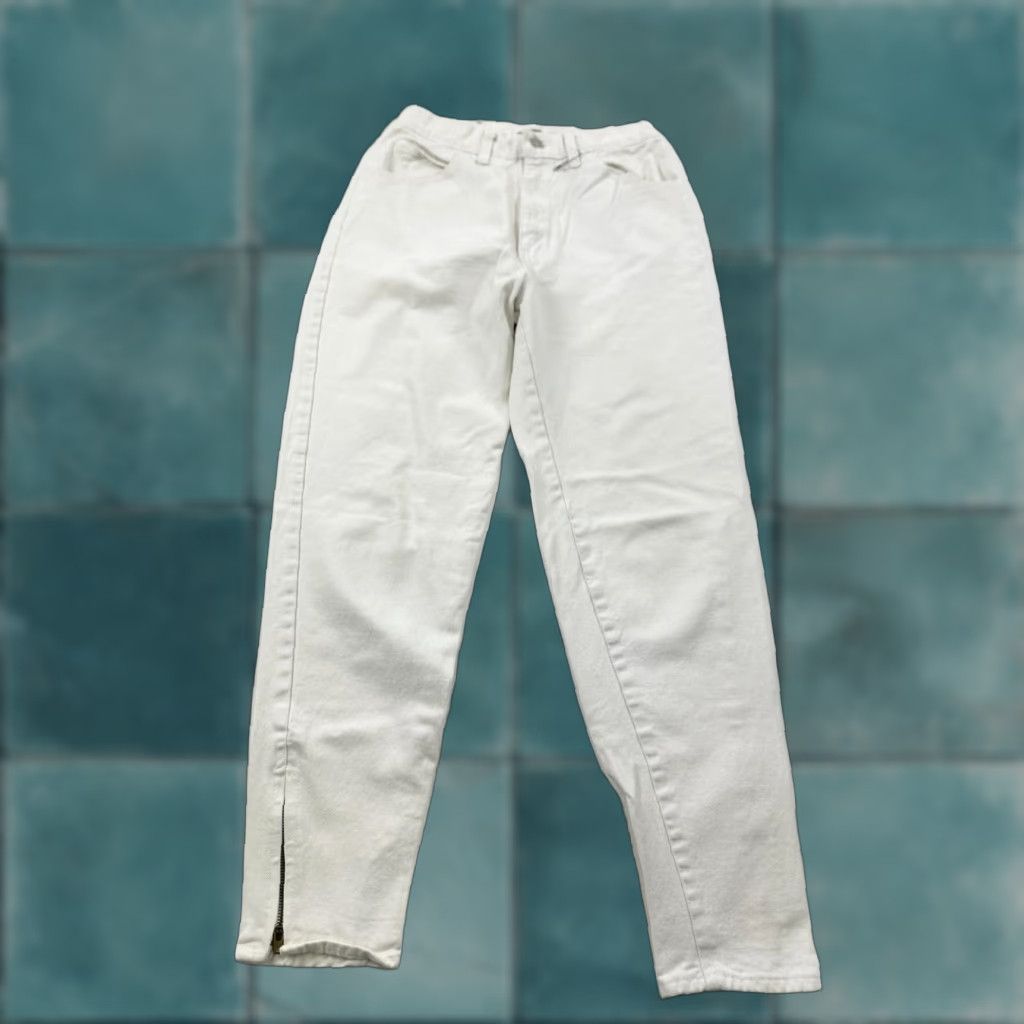 Vintage BonJour Jeans Womens 8 White Denim 5-Pocket High Rise Skinny Ankle Zip Regular Mens Womens Girls etc Size 30" / US 8 / IT 44 - 1 Thumbnail
