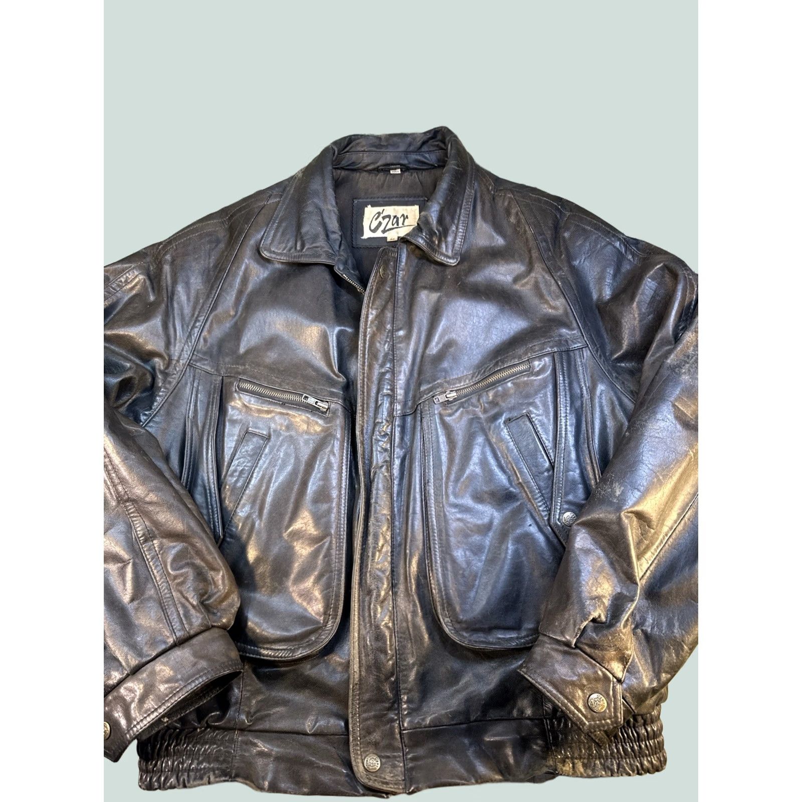 Vintage VINTAGE Czar Leather Jacket Black Size 42 Bomber 80s 90s Made in Korea Mens Jacket Size US XS / EU 42 / 0 - 1 Thumbnail
