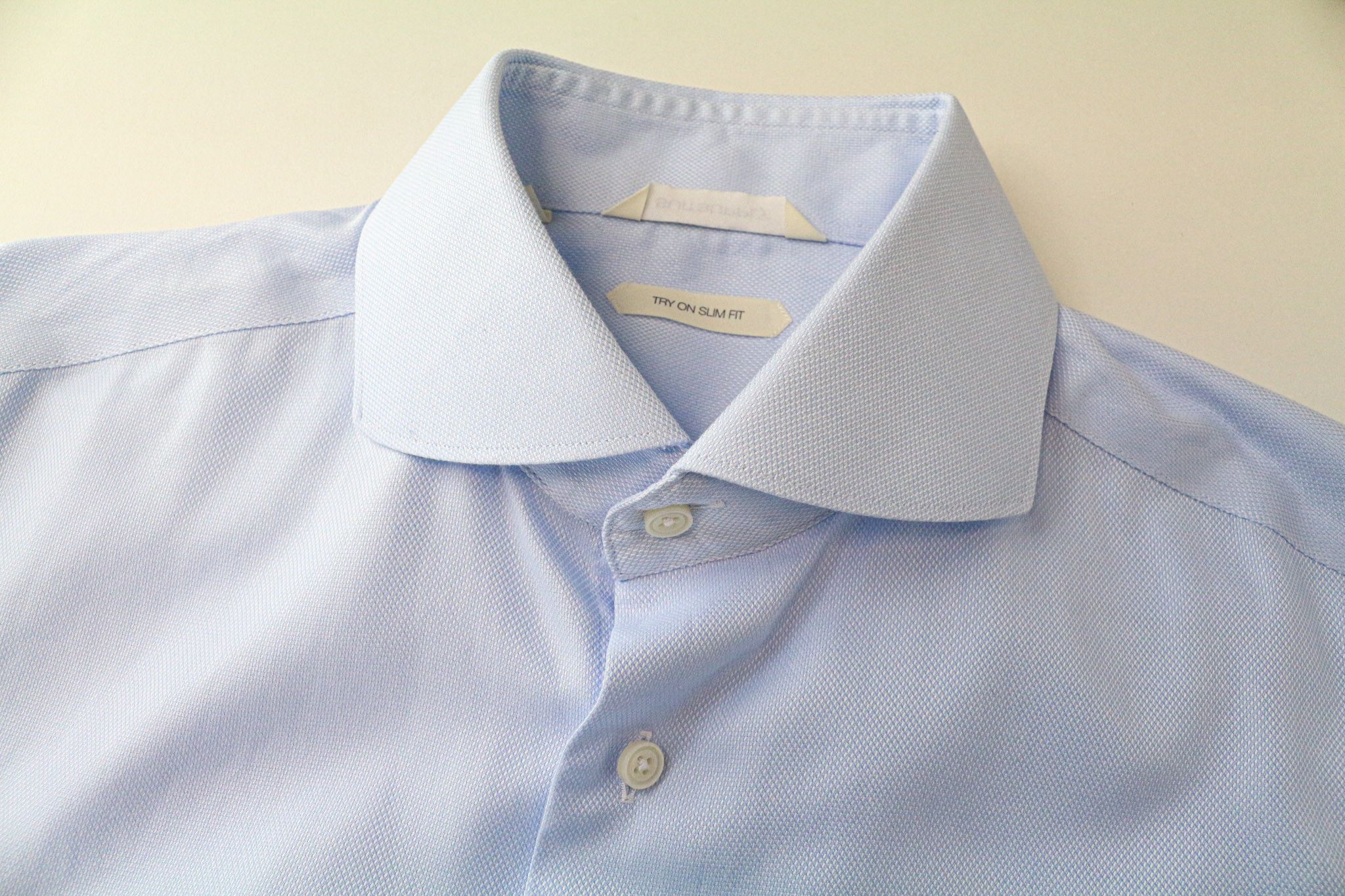 Suitsupply 39/15 1/2 Slim Blue Cotton Cutaway Shirt 79358 Size 38R - 3 Thumbnail