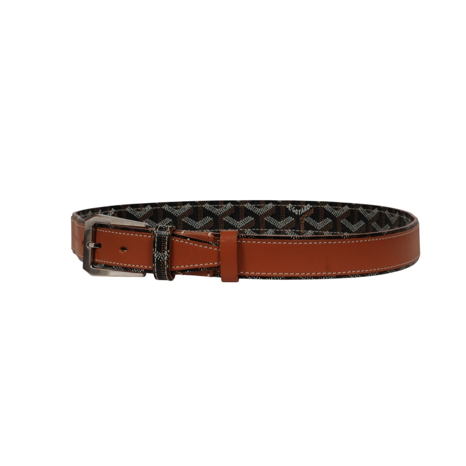 Goyard Fregate Belt 95 33 34 Black Brown Leather Goyardine - 02611 Size 34 - 4 Thumbnail