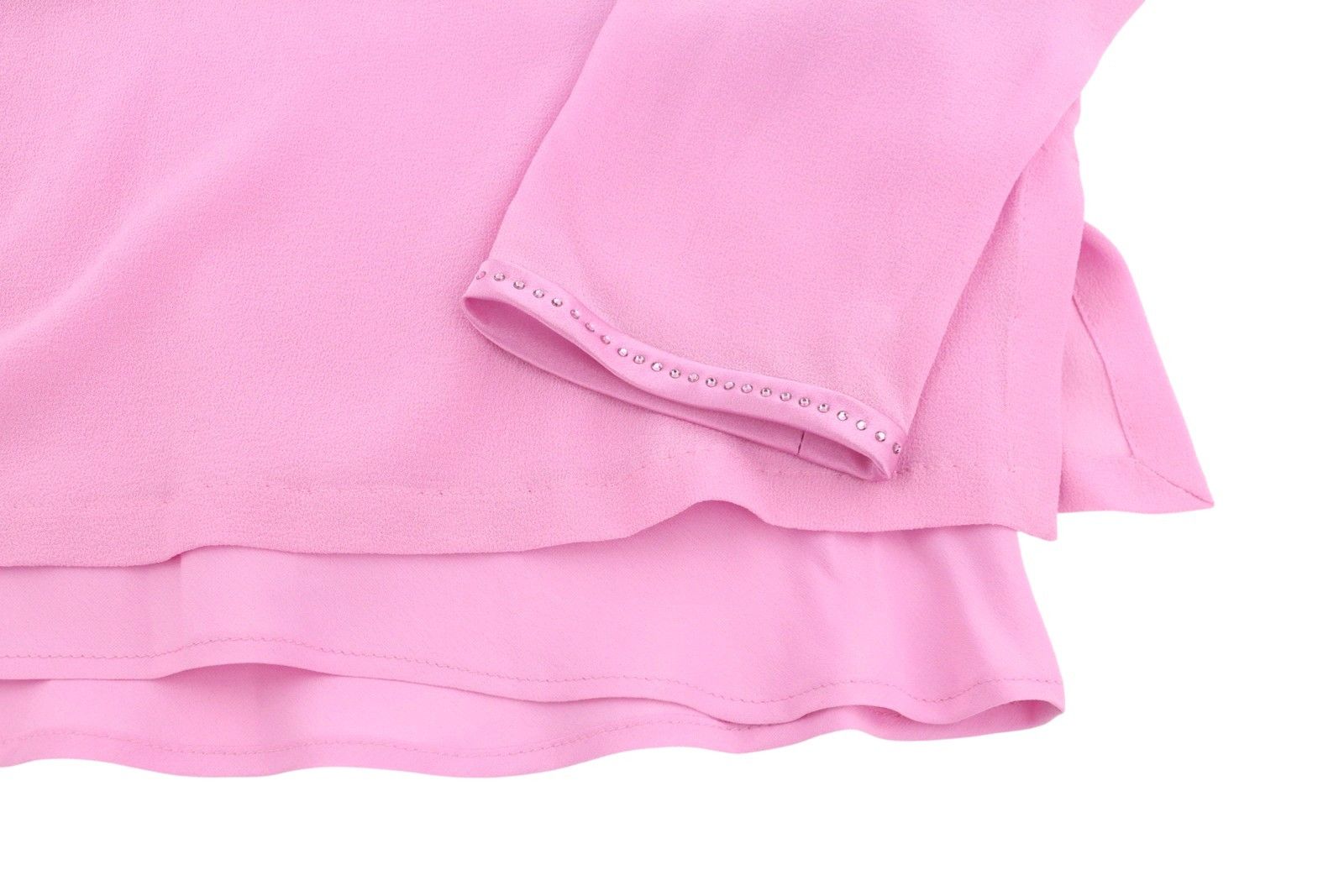 Max Mara EU34 XS Pink 100% Silk Rhinestones 2in1 Blouse 88773 Size XS / US 0-2 / IT 36-38 - 6 Thumbnail