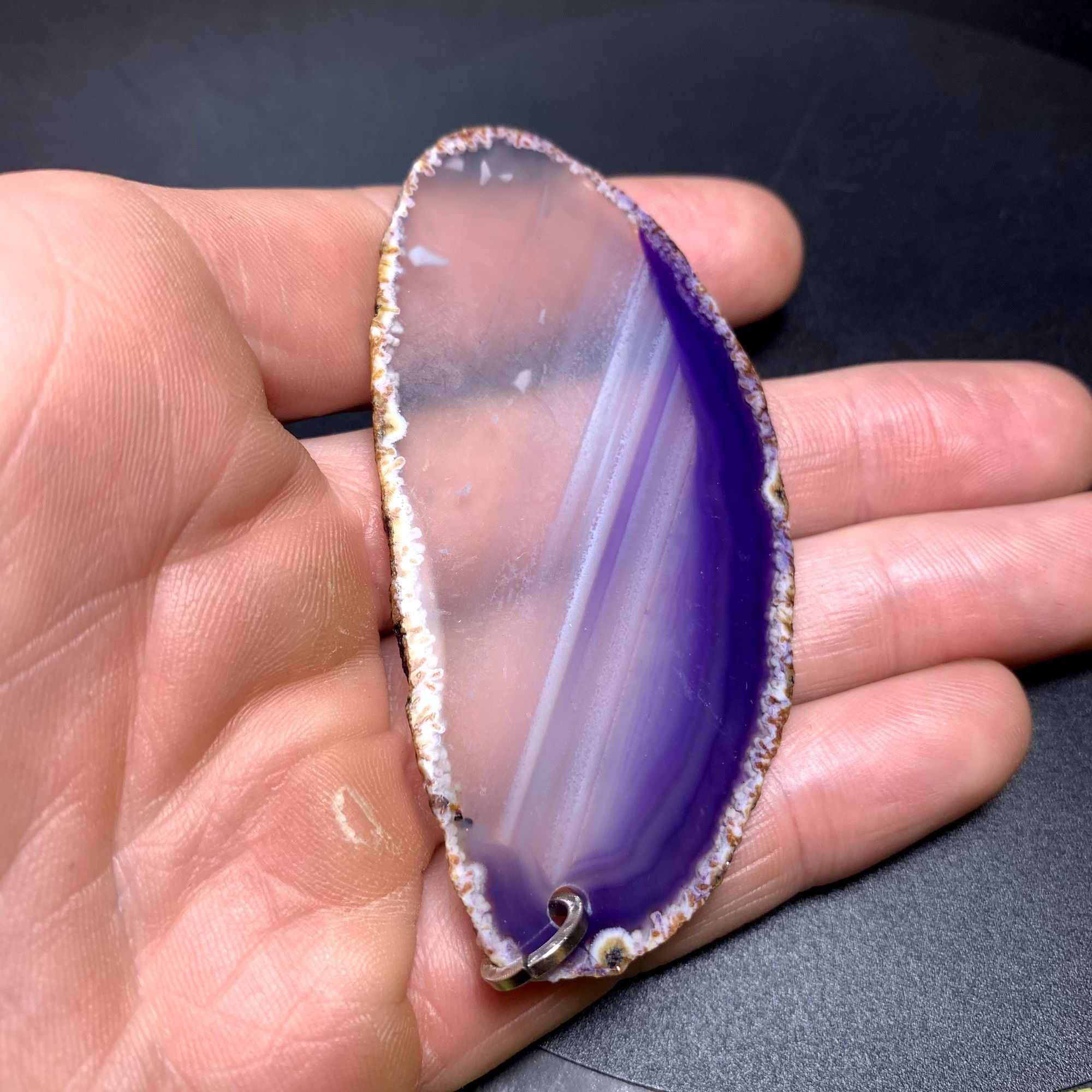 Other Large Purple White & Clear Quartz Slab Pendant Sterling Silv Size ONE SIZE - 6 Thumbnail