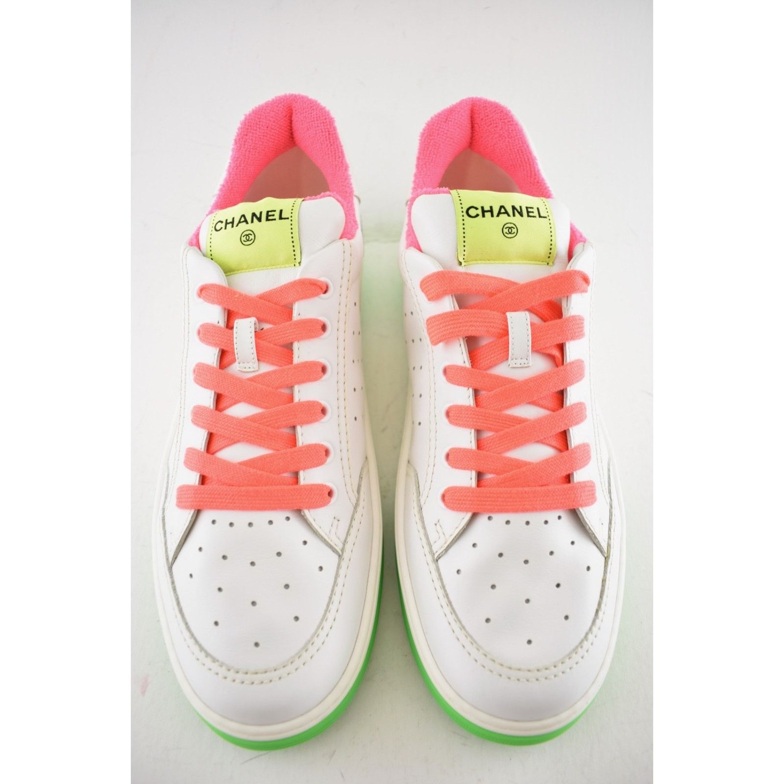 Chanel Chanel Mens 20P White Multicolor Neon CC Logo Flat Runner Size US 11 / EU 44 - 5 Thumbnail