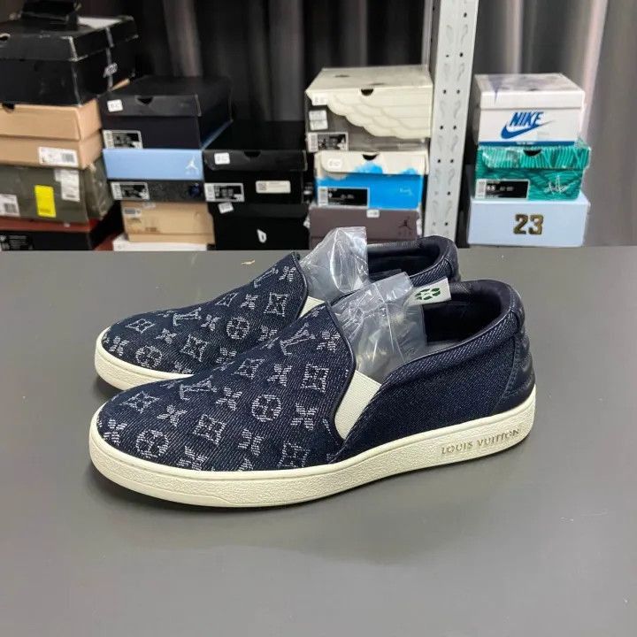 Louis Vuitton Louis Vuitton Blue Denim Slip-On Casual Sneakers -2508 Size US 5 / EU 37 - 1 Thumbnail