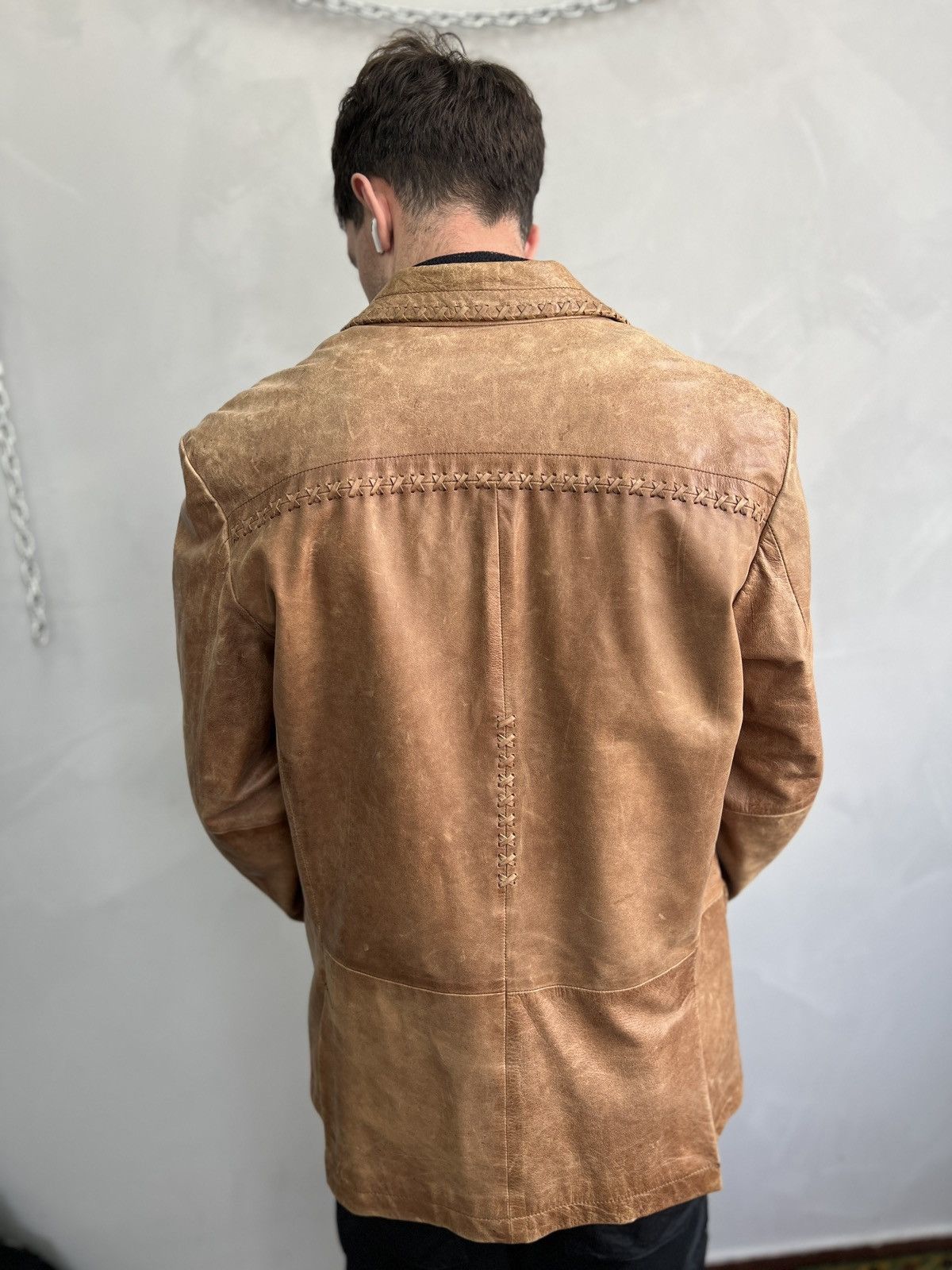 14th Addiction STITCHING AVANT GARDE DISTRESSED LEATHER BLAZER JACKET Size US M / EU 48-50 / 2 - 15 Thumbnail
