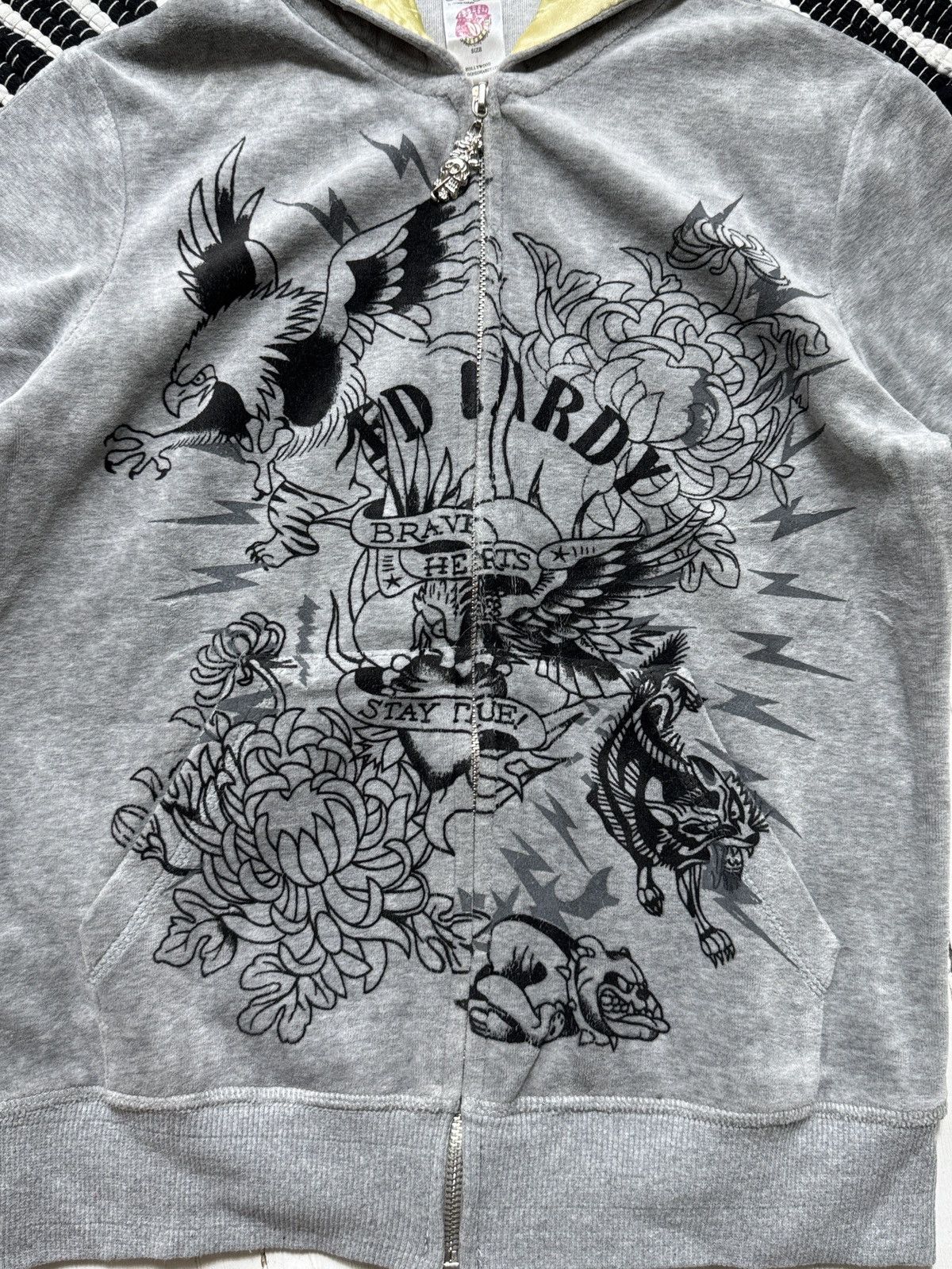 Ed Hardy VINTAGE ED HARDY VELOUR 2000s PRINTED TRACKSUIT / SET Size M / US 6-8 / IT 42-44 - 6 Thumbnail