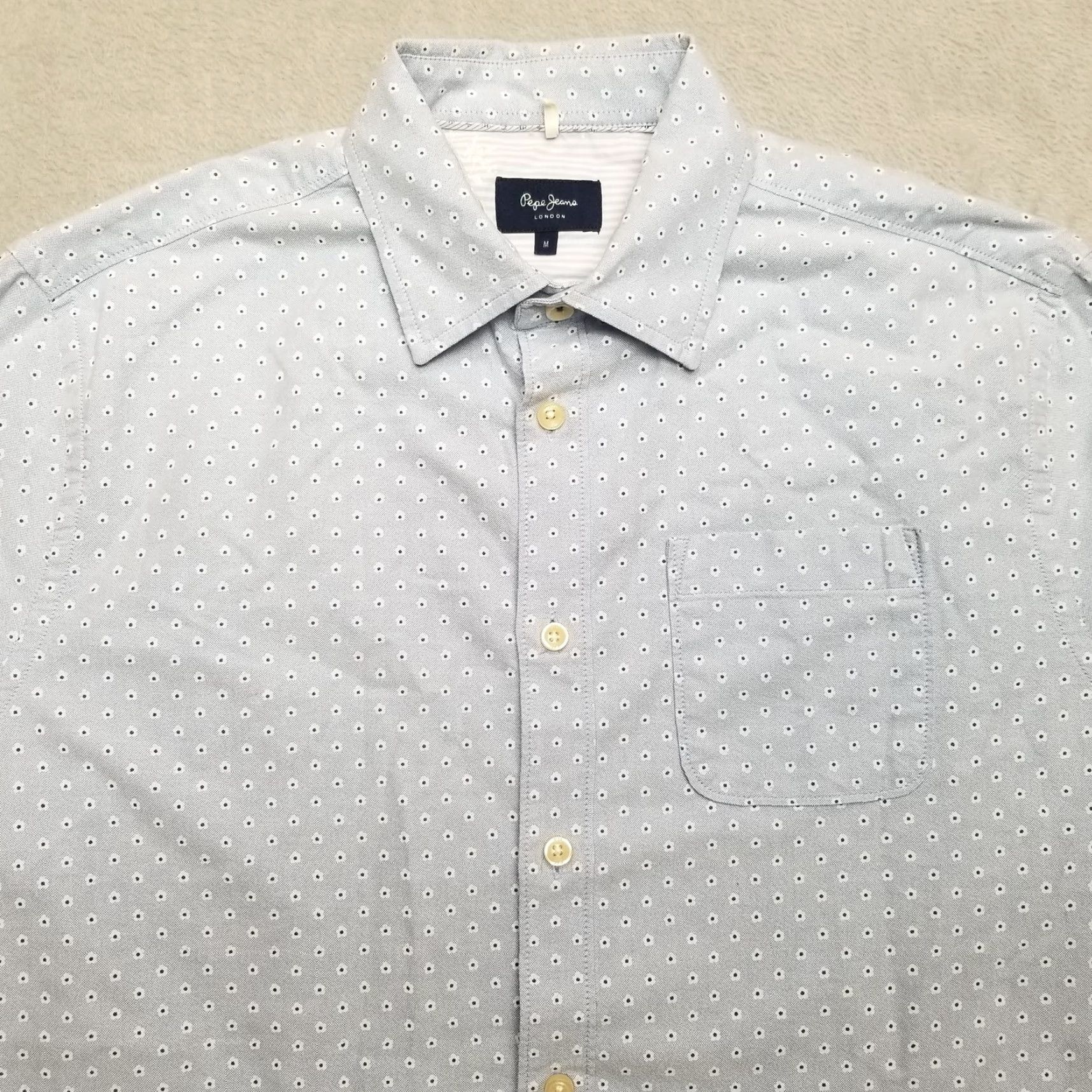 Pepe Jeans Pepe Jeans Shirt Mens M Blue Geometric Button-Down Long Sleeve Casual London Size US M / EU 48-50 / 2 - 2 Thumbnail