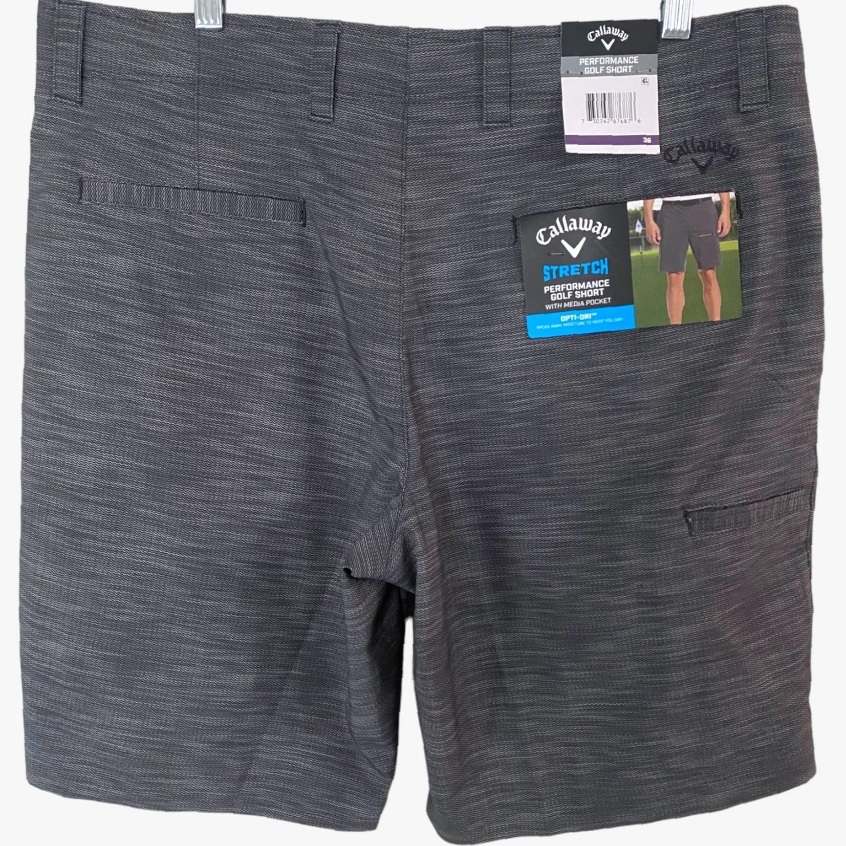Callaway Callaway Stretch Performance Golf Short Gray Men's 36 Athletic Flat-Front New Simulated Flat Front Chino Pocket Logo 9" Inseam Size US 36 / EU 52 - 4 Thumbnail