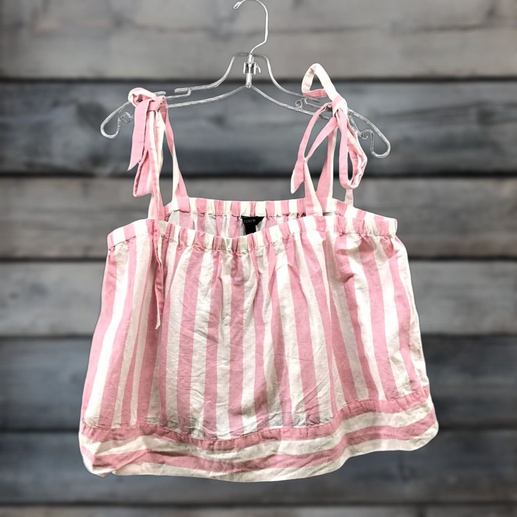 J.Crew J Crew Womens Linen Top Large L Cami Pink White Striped Beachy Spring Summer Size L / US 10 / IT 46 - 1 Thumbnail