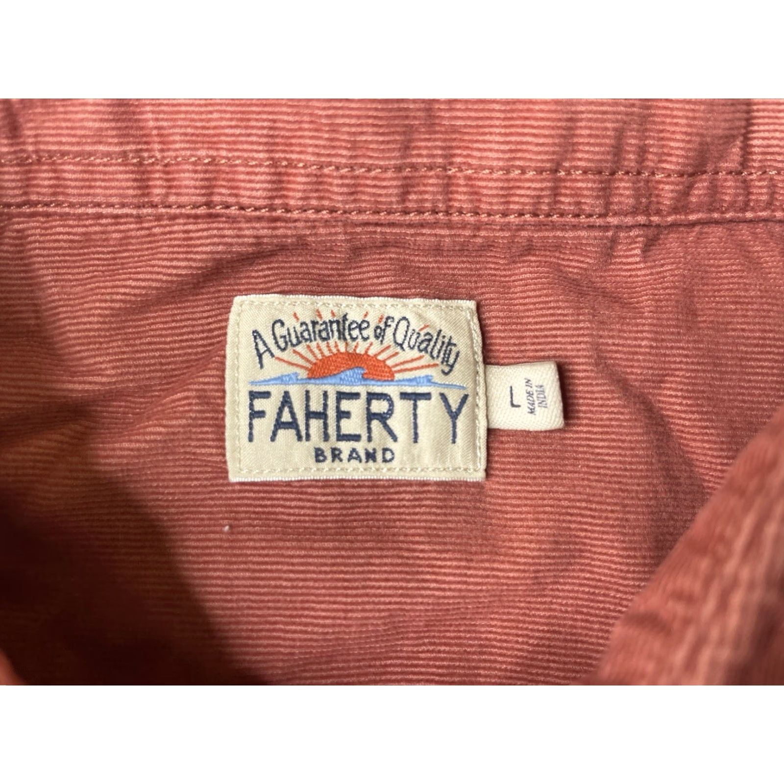 Faherty Faherty Button-Up Shirt Long Sleeve Corduroy Cotton Orange Size L Mens Size US L / EU 52-54 / 3 - 3 Thumbnail