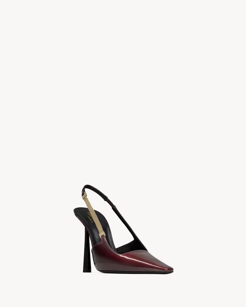 Saint Laurent Paris o1s1wg111124 Blake Slingback Pumps In Patent in Marron Glace Size US 10 / IT 40 - 2 Thumbnail