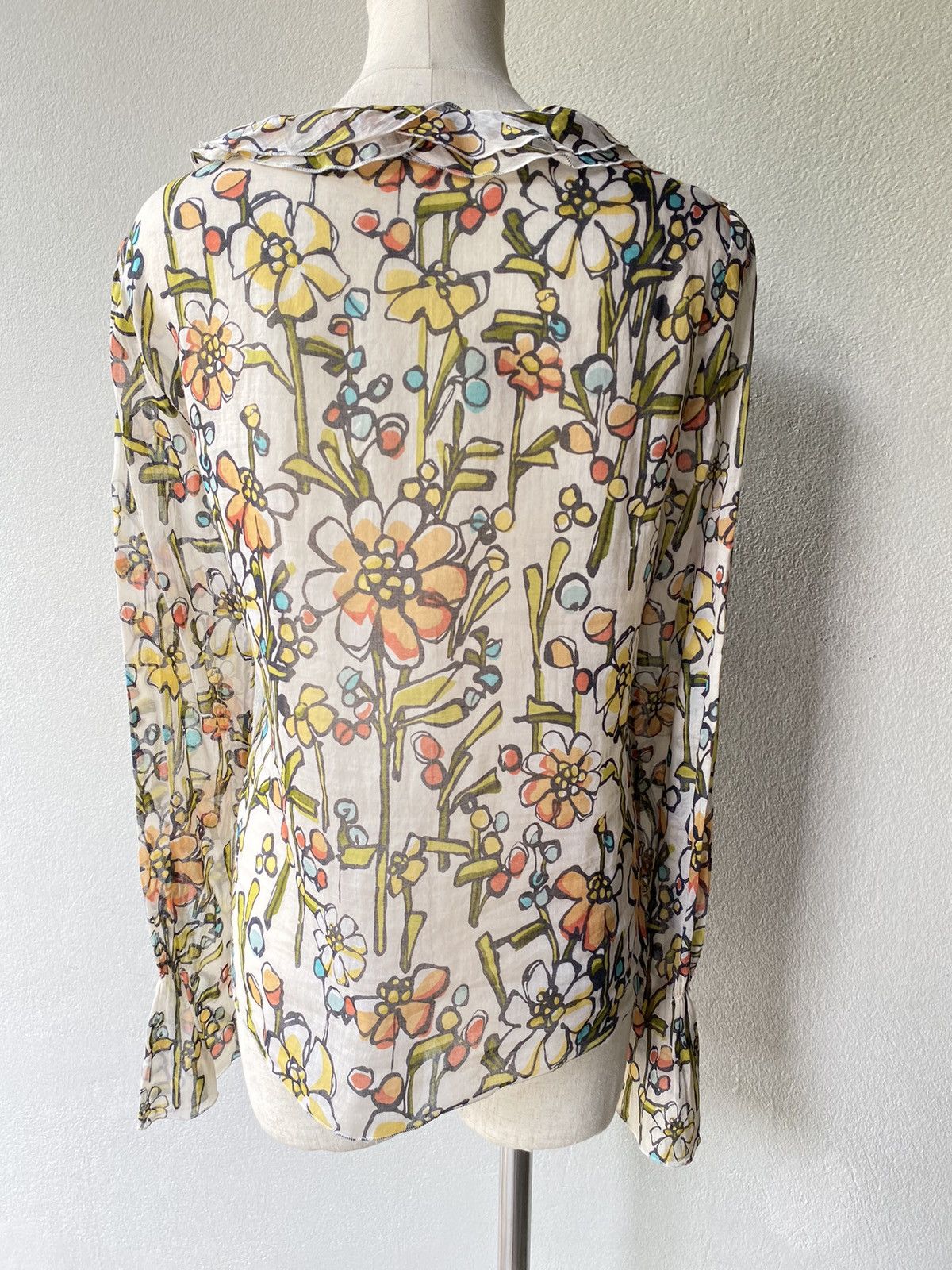 Moschino MOSCHINO Layered Ruffles Floral V-Neck Blouse Size S / US 4 / IT 40 - 14 Thumbnail