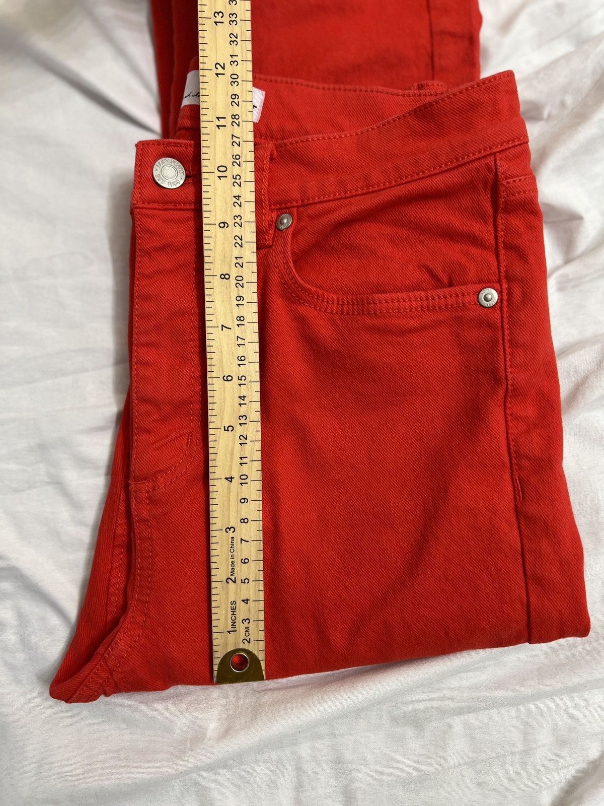 Loft LOFT Bright Red High-Rise Flare Jeans size 26 (2) Size 26" / US 2 / IT 38 - 4 Thumbnail