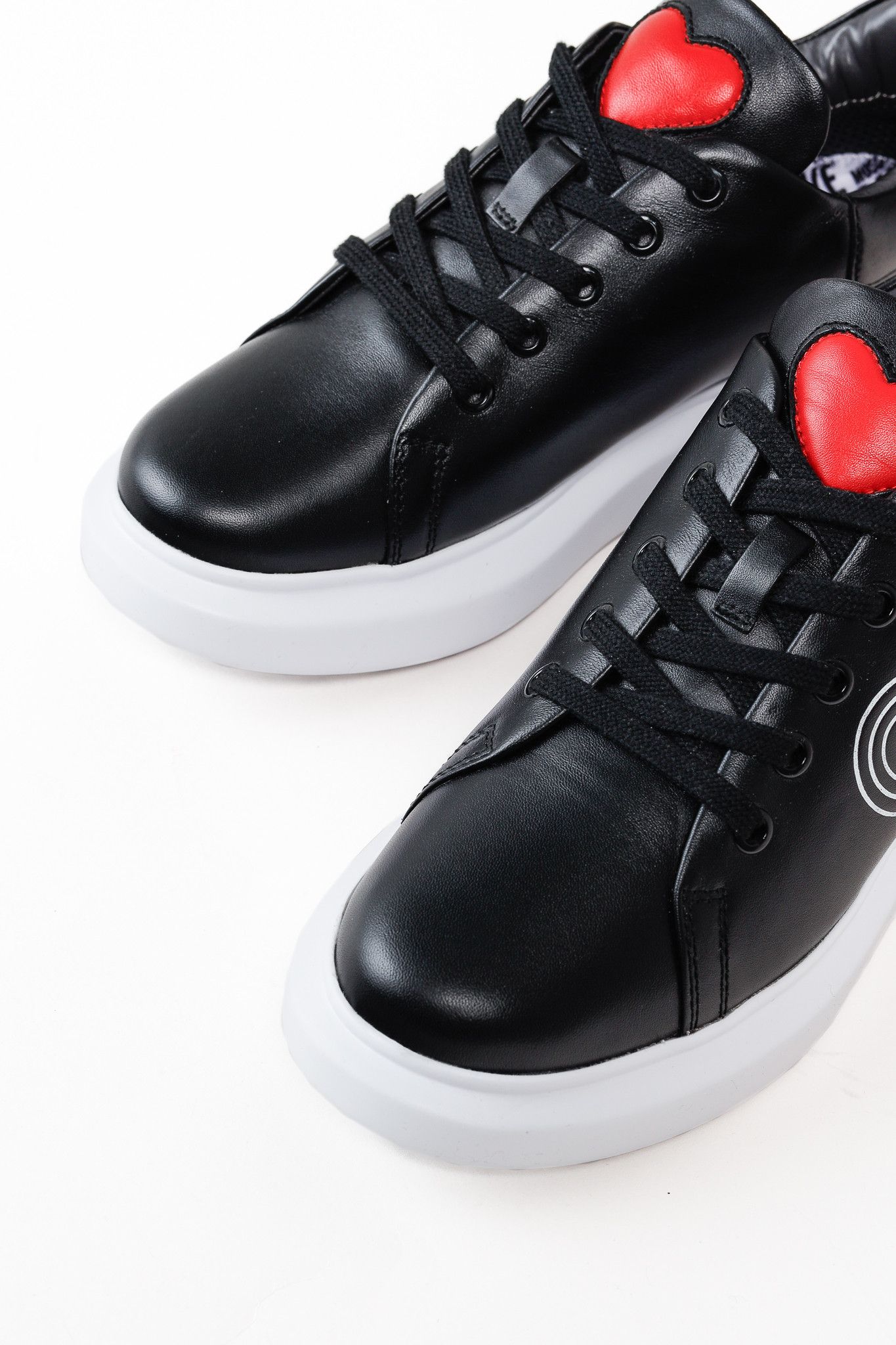 Love Moschino Love Moschino Logo & Hearts Black PU Leather Sneakers Size US 6.5 / IT 36.5 - 6 Thumbnail