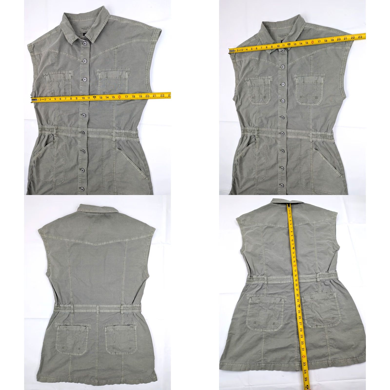 American Eagle Outfitters American Eagle Outfitters Lightweight Denim Sleeveless Button Dress Women L Green Size L / US 10 / IT 46 - 8 Thumbnail