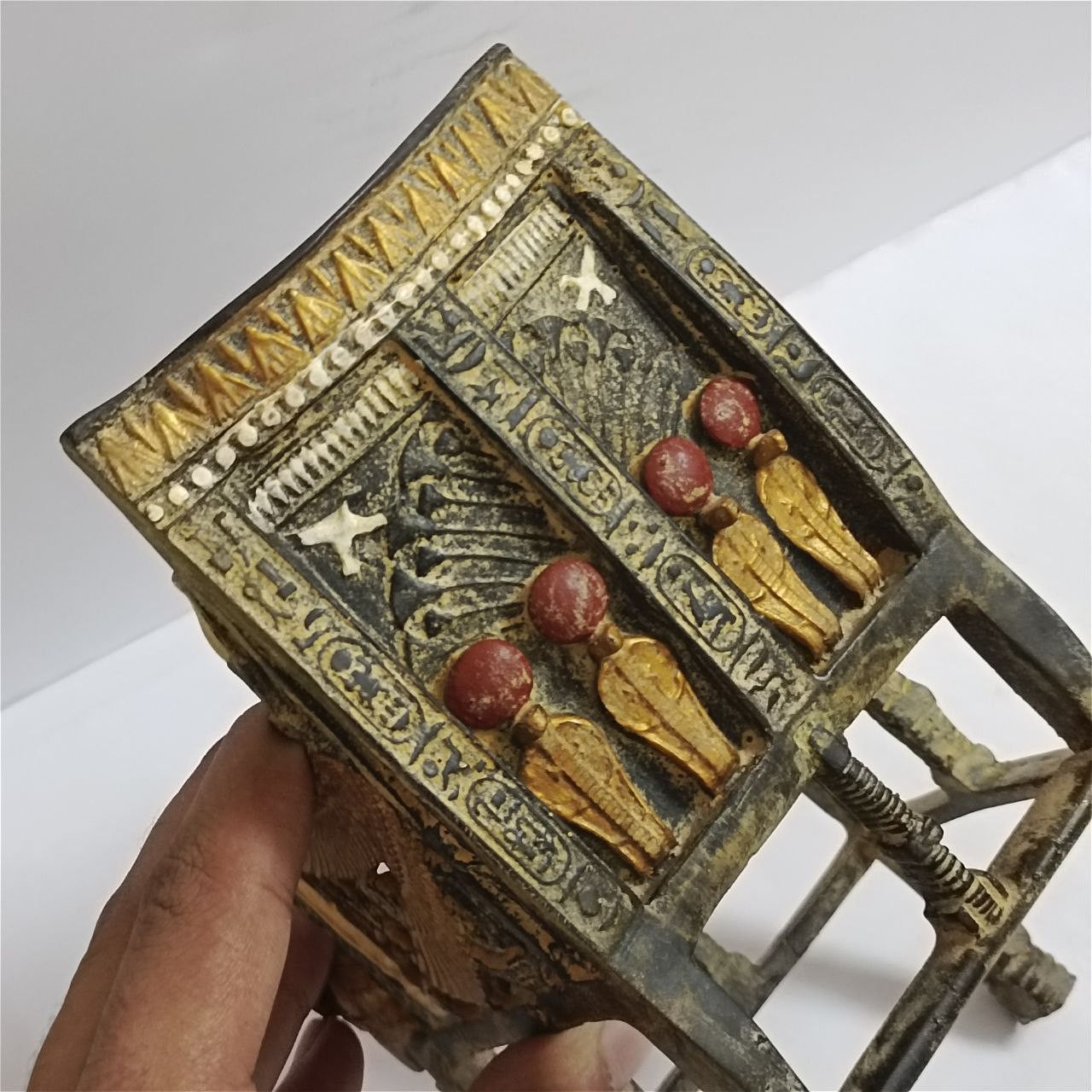 Handmade Egyptian-style of King Tut's throne – Handcrafted Pharaonic Size ONE SIZE - 3 Thumbnail