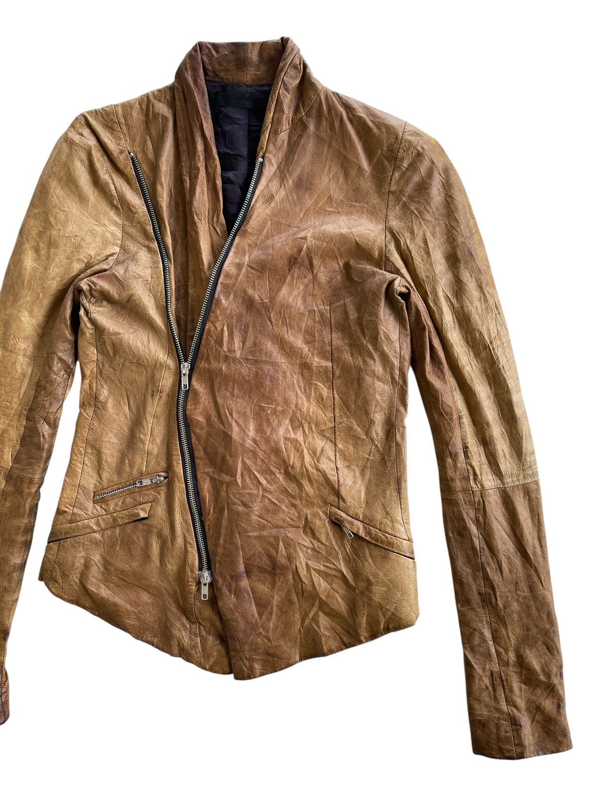 Ekam Ekam Asymmetrical Goatskin Zip Up Jacket Size US S / EU 44-46 / 1 - 3 Thumbnail