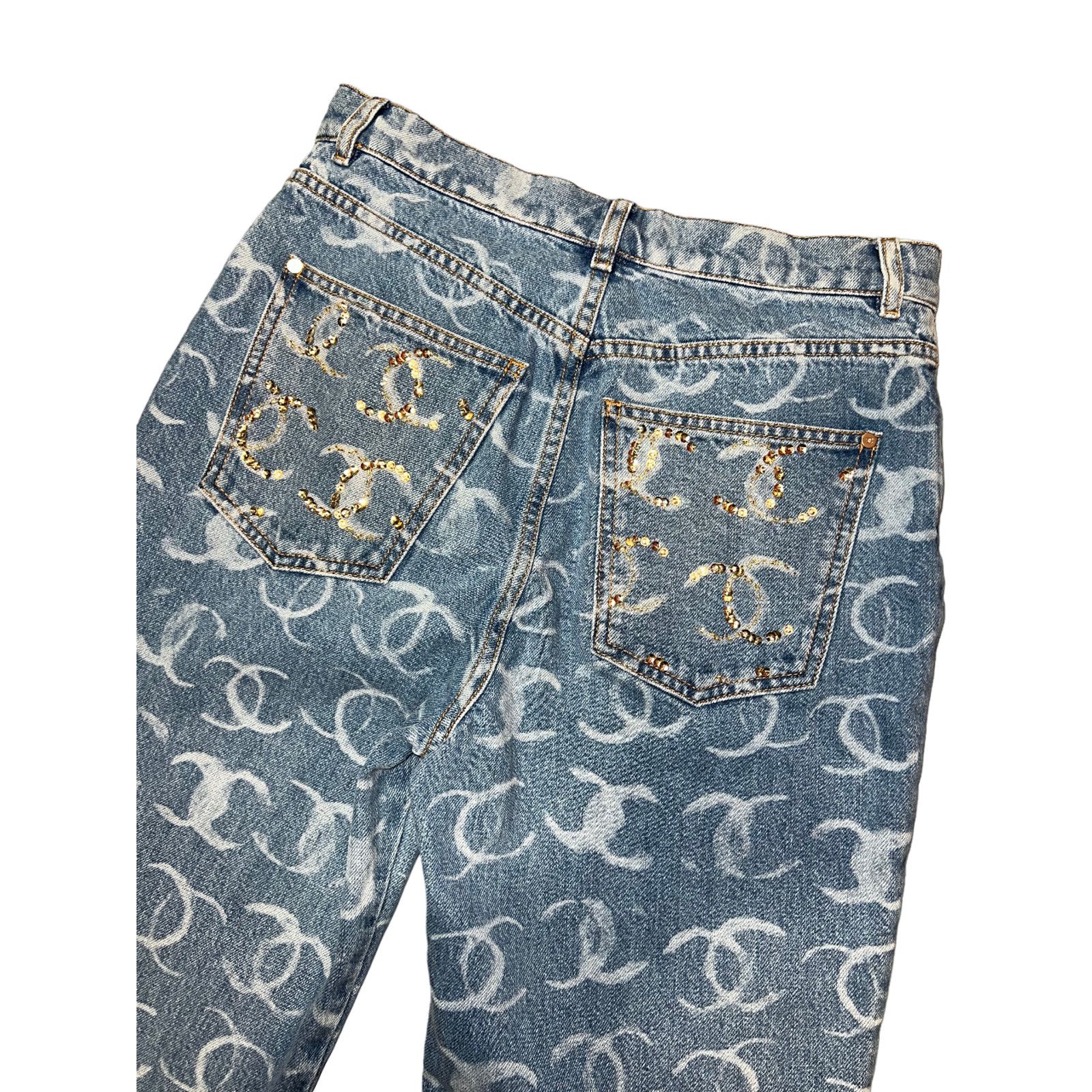 Chanel Chanel Denim White CC Printed Logo Sequin Regular Jeans 38 Size 26" / US 2 / IT 38 - 16 Thumbnail