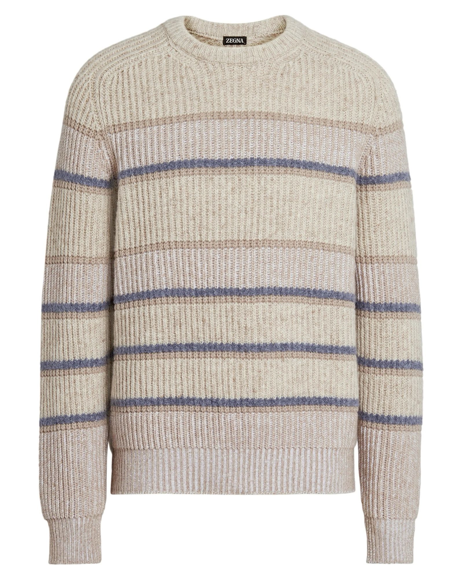 Ermenegildo Zegna UCH51A6-110-230 Striped Cashmere and Silk Crewneck Size US L / EU 52-54 / 3 - 1 Thumbnail