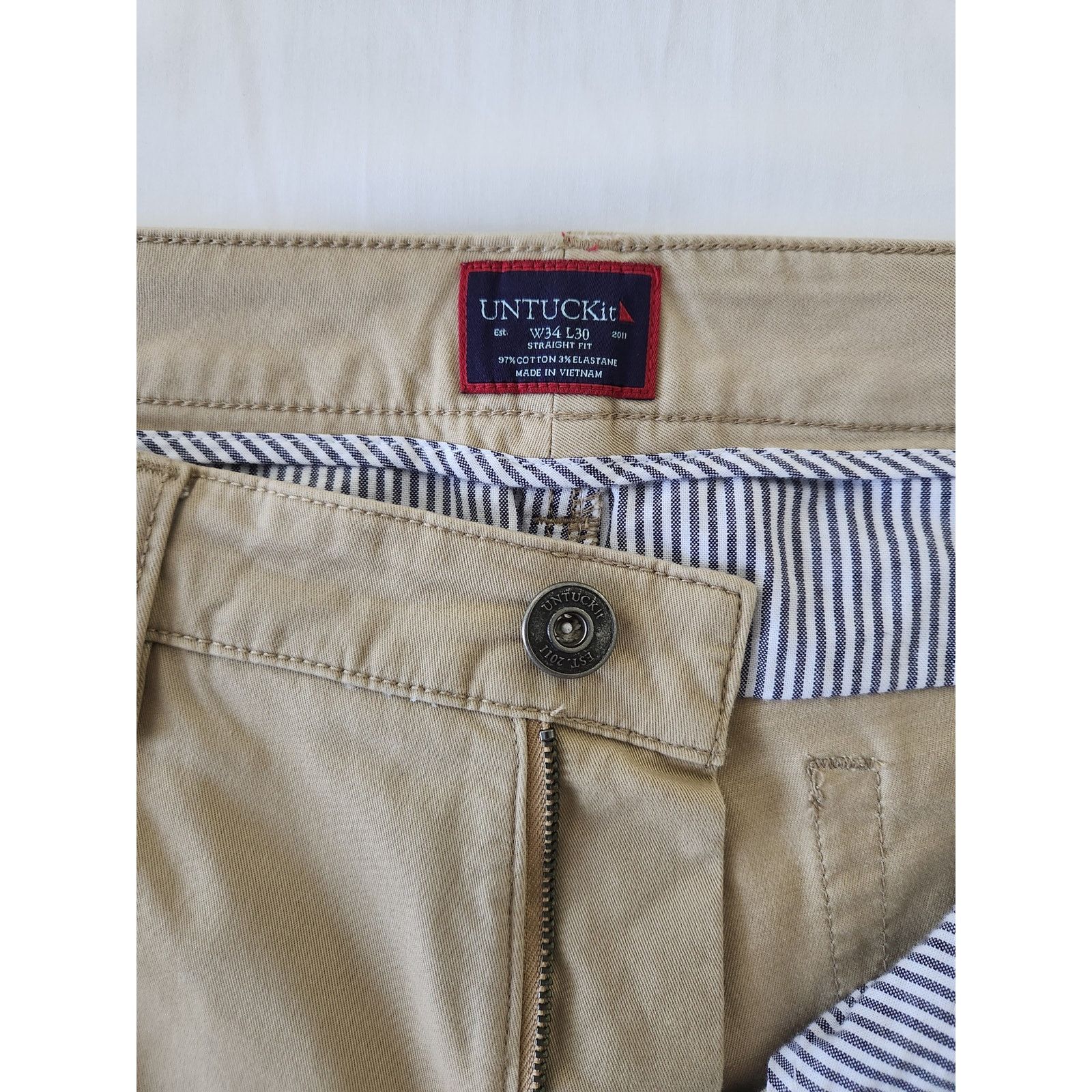 UNTUCKit Untuckit Mens Tan Pants Straight Fit W34 L30 Size US 34 / EU 50 - 7 Thumbnail