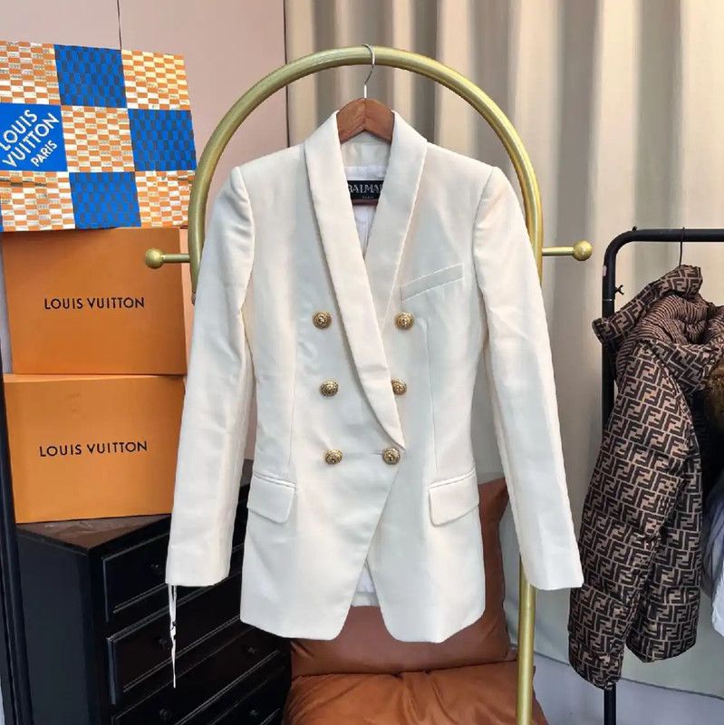 Balmain Balmain White Wool Women's Jacket 0089 Size XS / US 0-2 / IT 36-38 - 1 Thumbnail