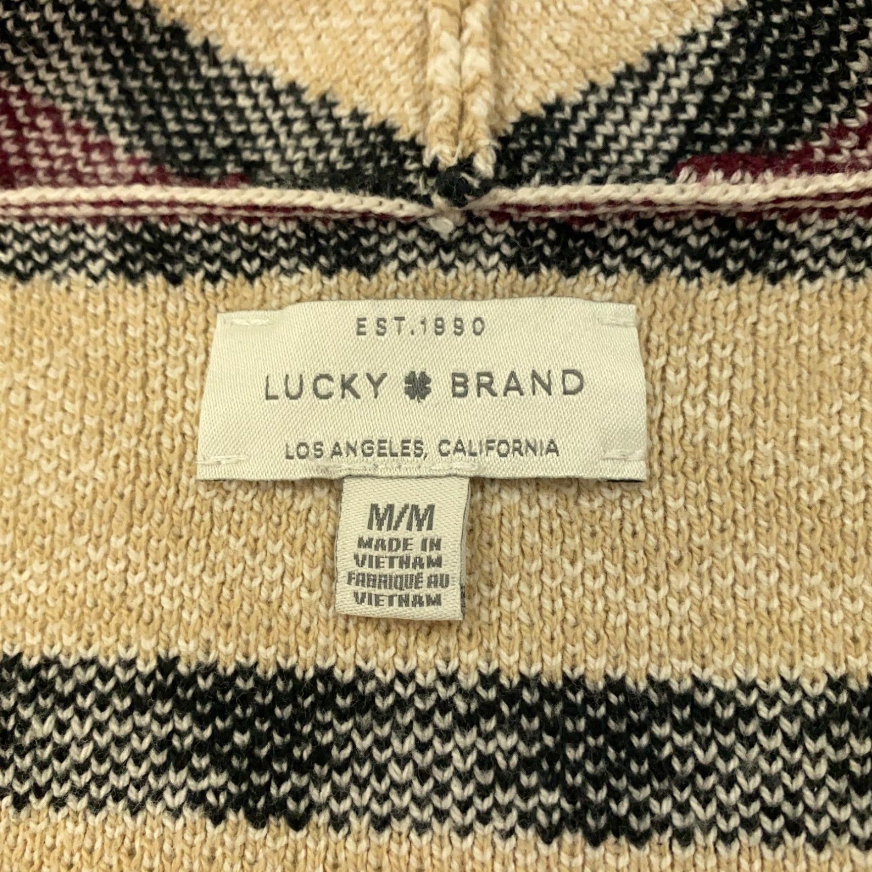 Lucky Brand Lucky Brand Aztec Cardigan Sweater Womens Medium Beige Open Front Geometric Western Size M / US 6-8 / IT 42-44 - 4 Thumbnail