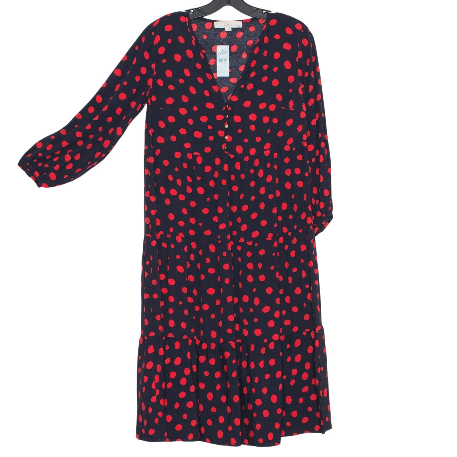 Loft NWT Loft Dress Polka Dot Black Red XXSP Feminine Office Size XXS / US 00 / IT 34 - 2 Thumbnail