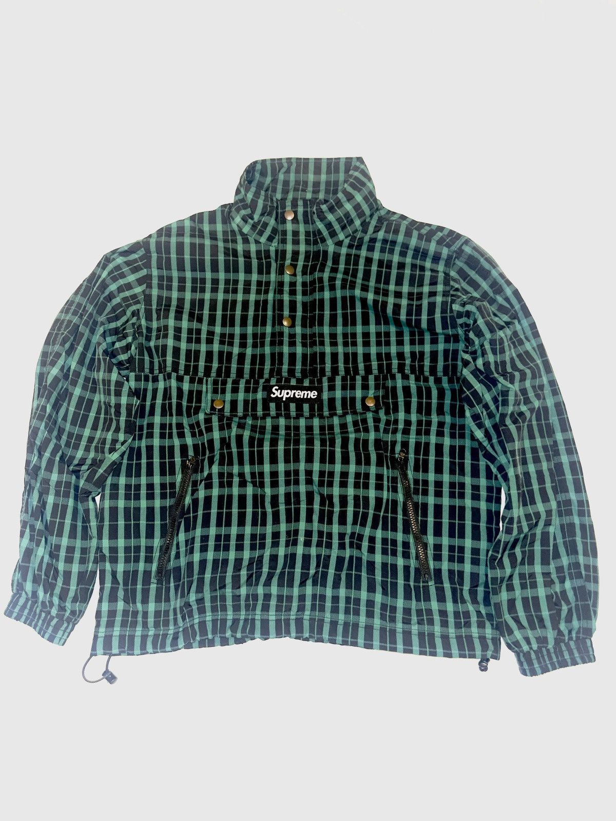 Nylon Plaid Pullover Green L Supreme