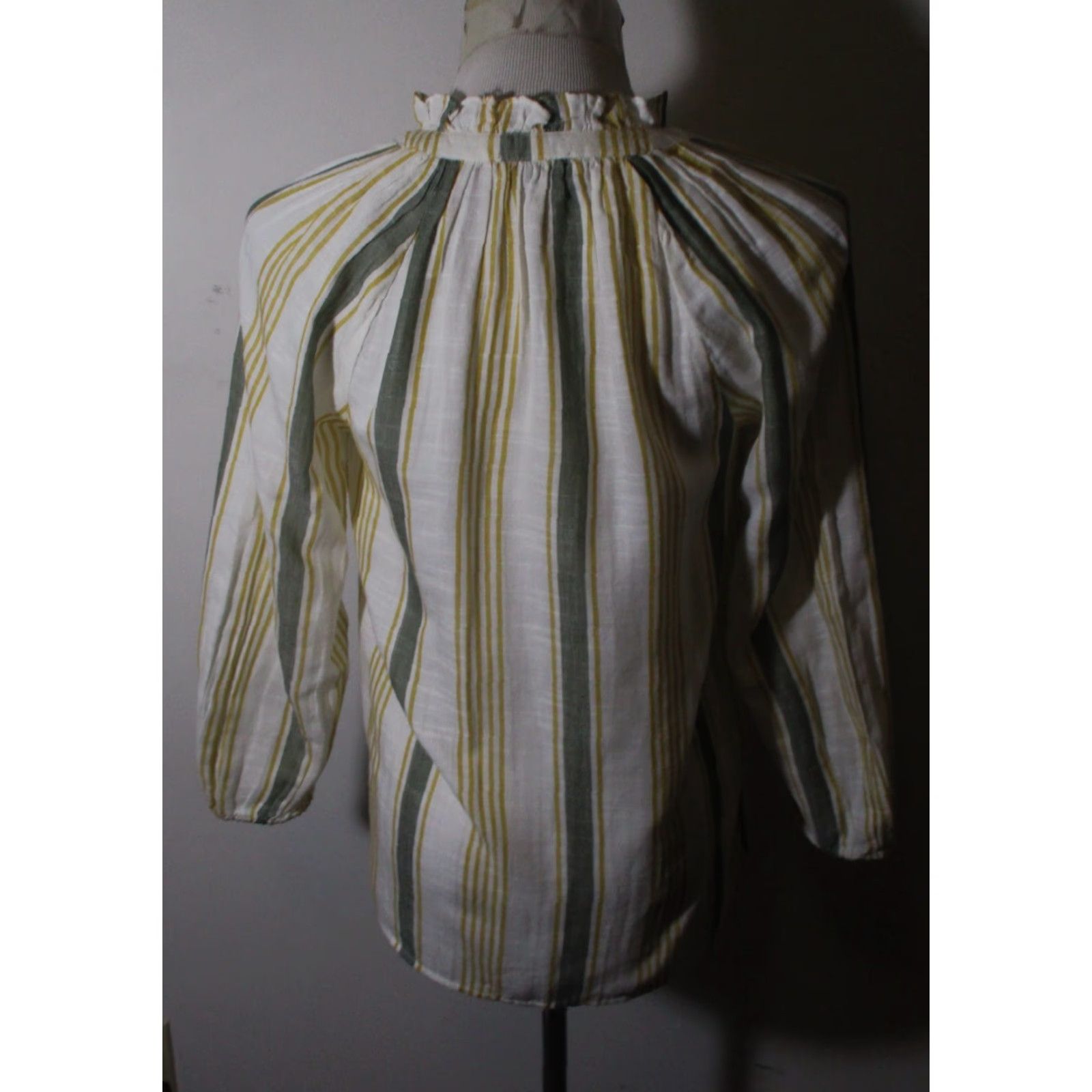Lucky Brand Lucky Brand Shirt Women XS Yellow Green V-Neck Rope Tie 3/4 Sleeve Size XS / US 0-2 / IT 36-38 - 5 Thumbnail
