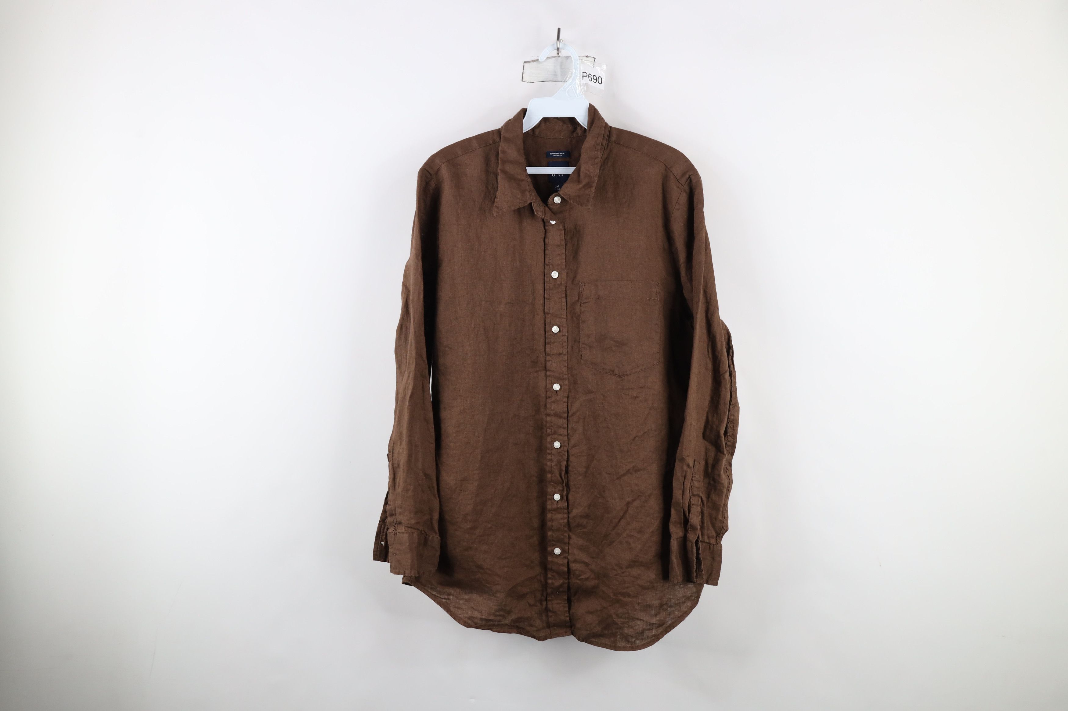 Gap × Vintage Vintage Y2K Gap Boyfriend Baggy Collared Button Shirt Brown Size M / US 6-8 / IT 42-44 - 1 Thumbnail