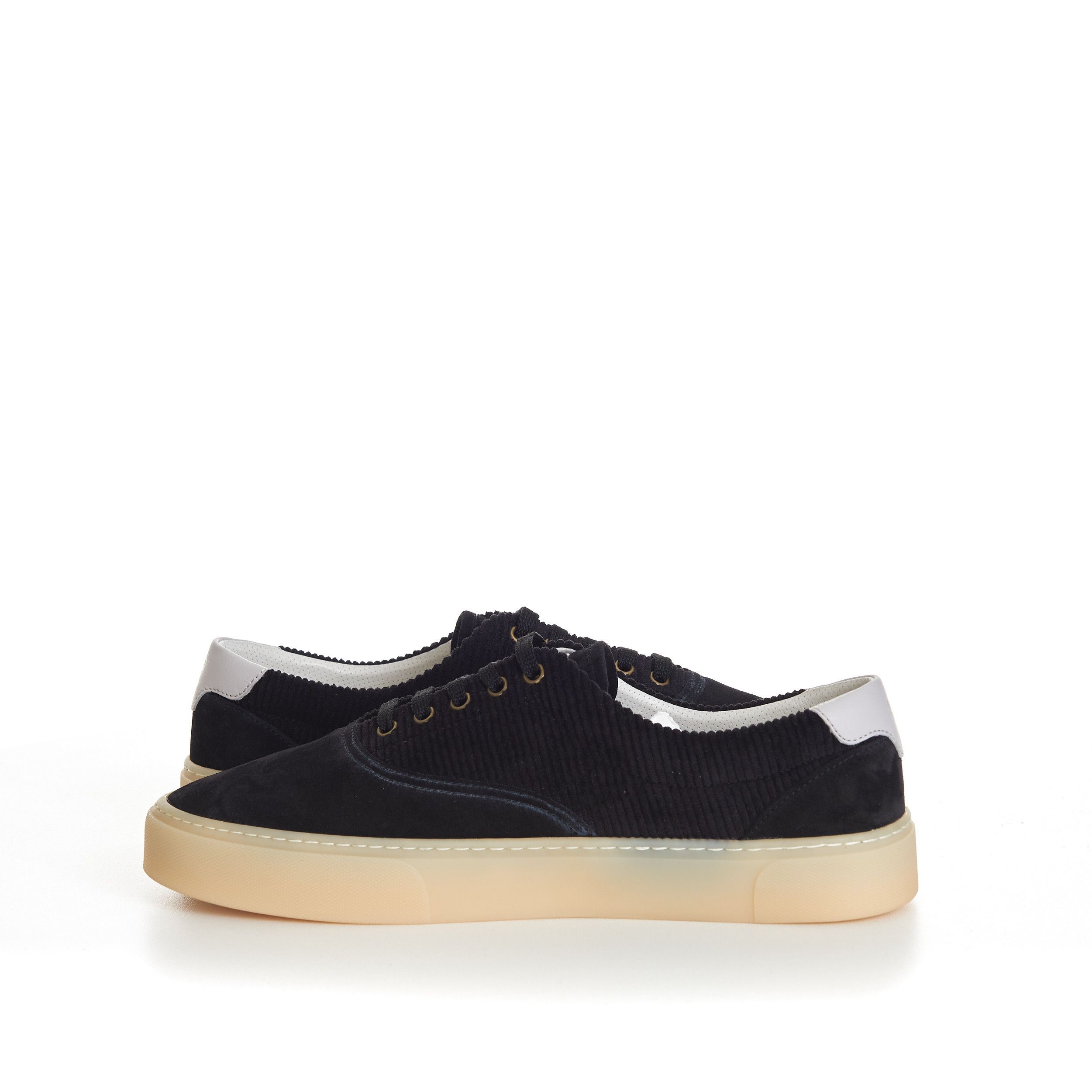 Brunello Cucinelli Black Washed Suede And Techno Corduroy Sneakers Size US 11 / EU 44 - 9 Thumbnail