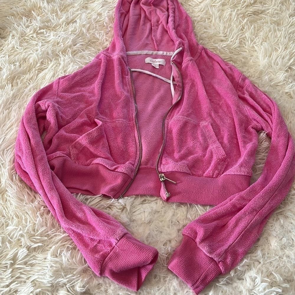 Designer Colsie Terry hooded Zip Up Sweatshirt Size XS / US 0-2 / IT 36-38 - 3 Thumbnail