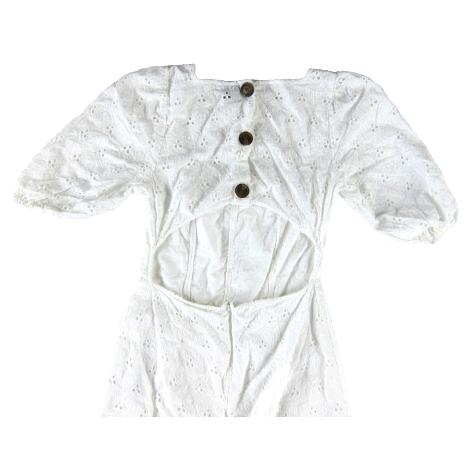Asos ASOS 100% Cotton Embroidered White Palm Tree Open Back Jumper Romper Jumpsuit 6 Size M / US 6-8 / IT 42-44 - 5 Thumbnail