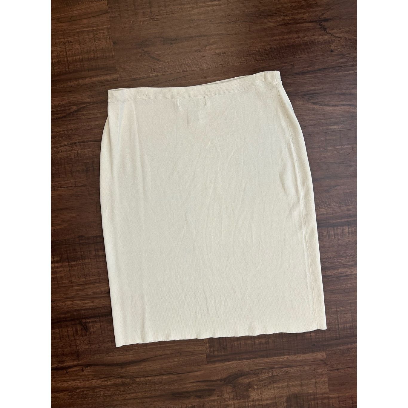 White's Boots Dialogue White Cream Knit Pencil Skirt, Sz XL Size 38" / US 16 / IT 52 - 4 Thumbnail