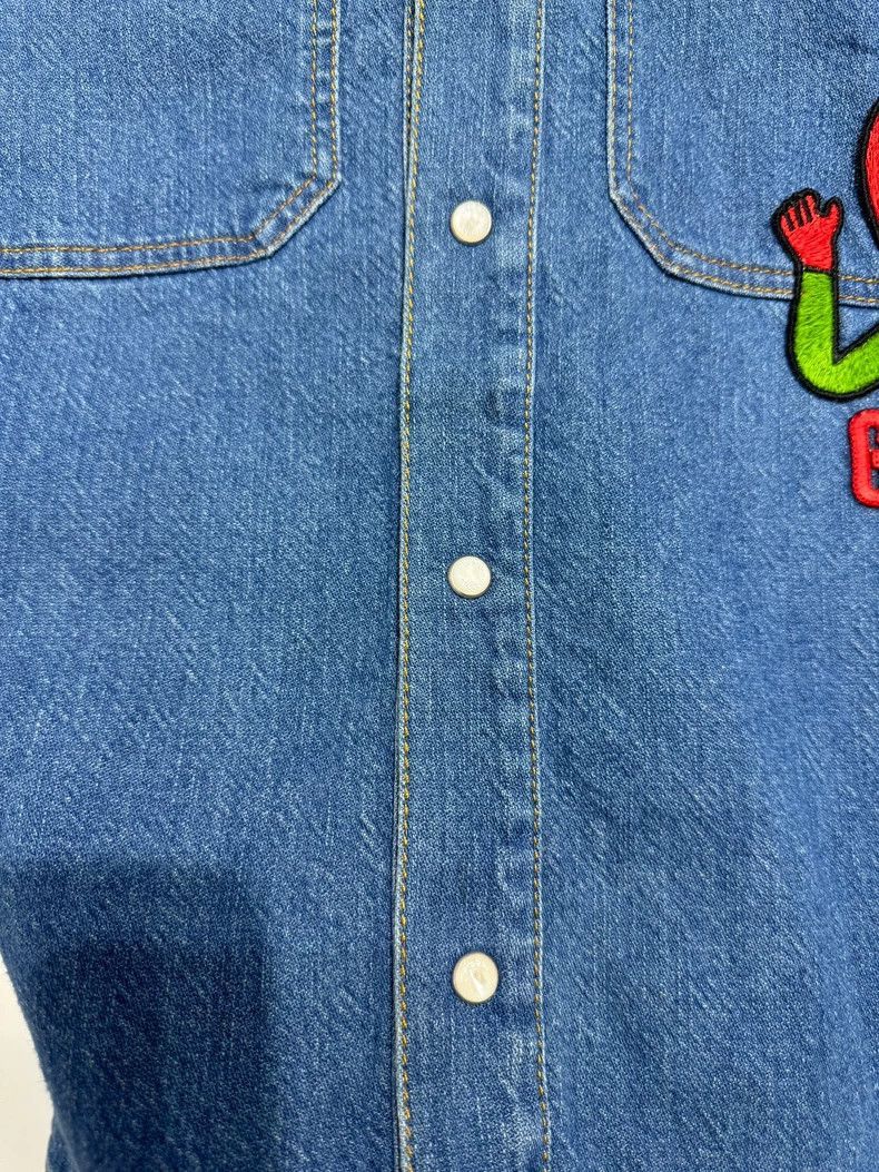 Gucci Gucci Strawberry Embroidery Denim Shirt Jacket-2508 Size US XL / EU 56 / 4 - 8 Thumbnail