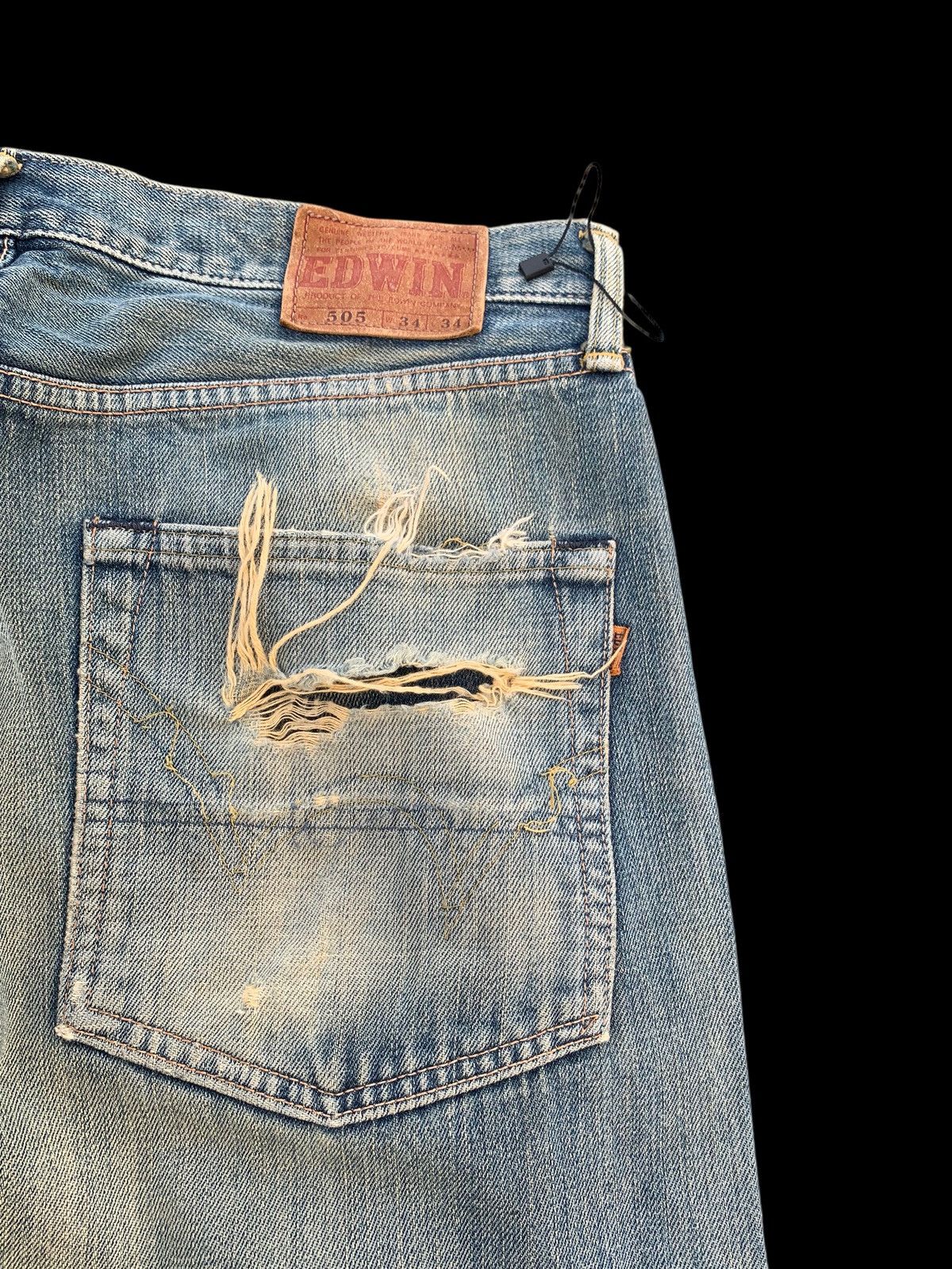 Kapital VINTAGE EDWIN 505 SELVEDGE FADED&RUSTY DISTRESSED DENIM Size US 28 / EU 44 - 15 Thumbnail