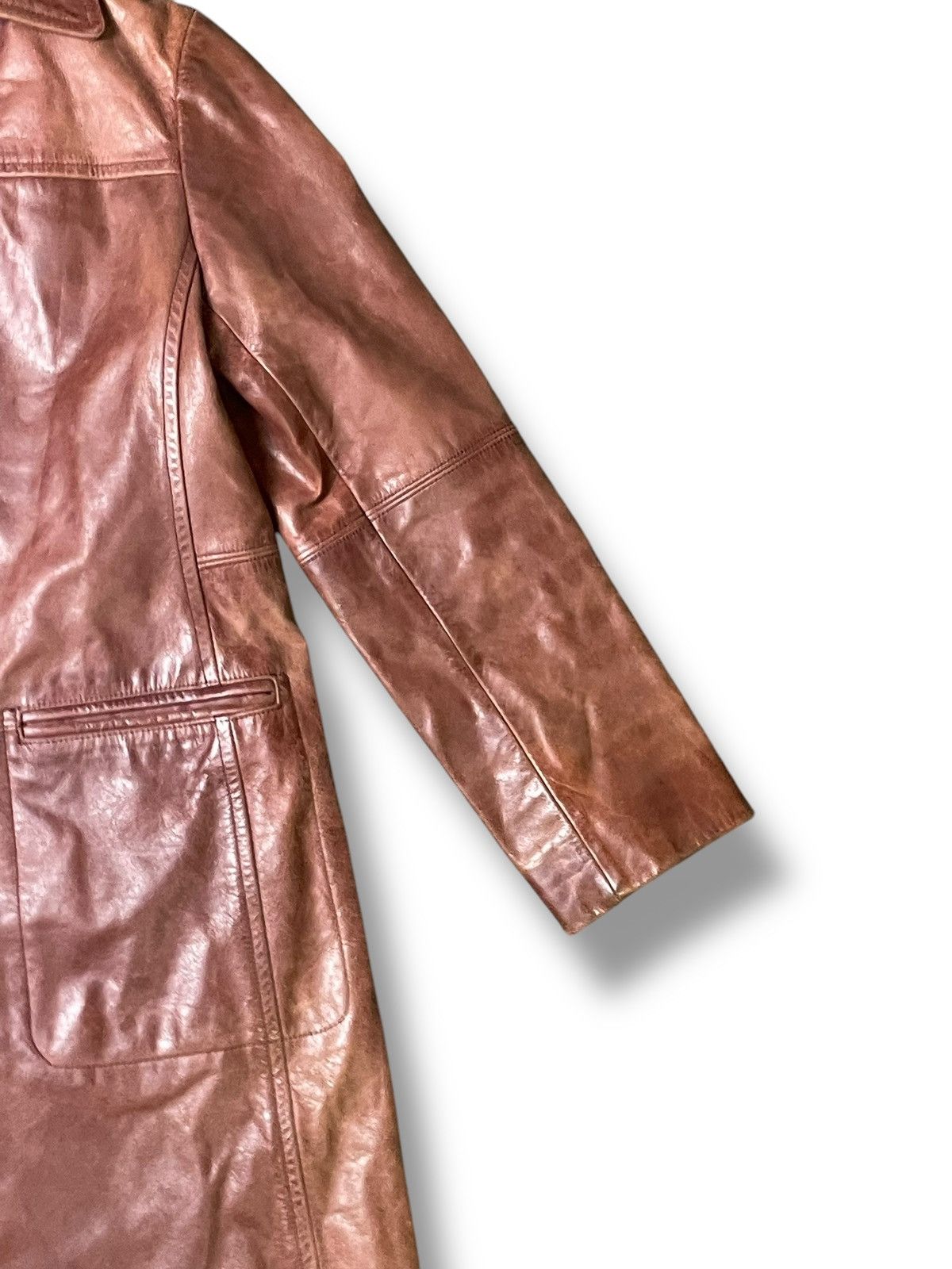 Designer × Michel Klein × Vintage MK Michel Klein Long Leather Jacket (52) Size US XXS / EU 40 - 5 Thumbnail